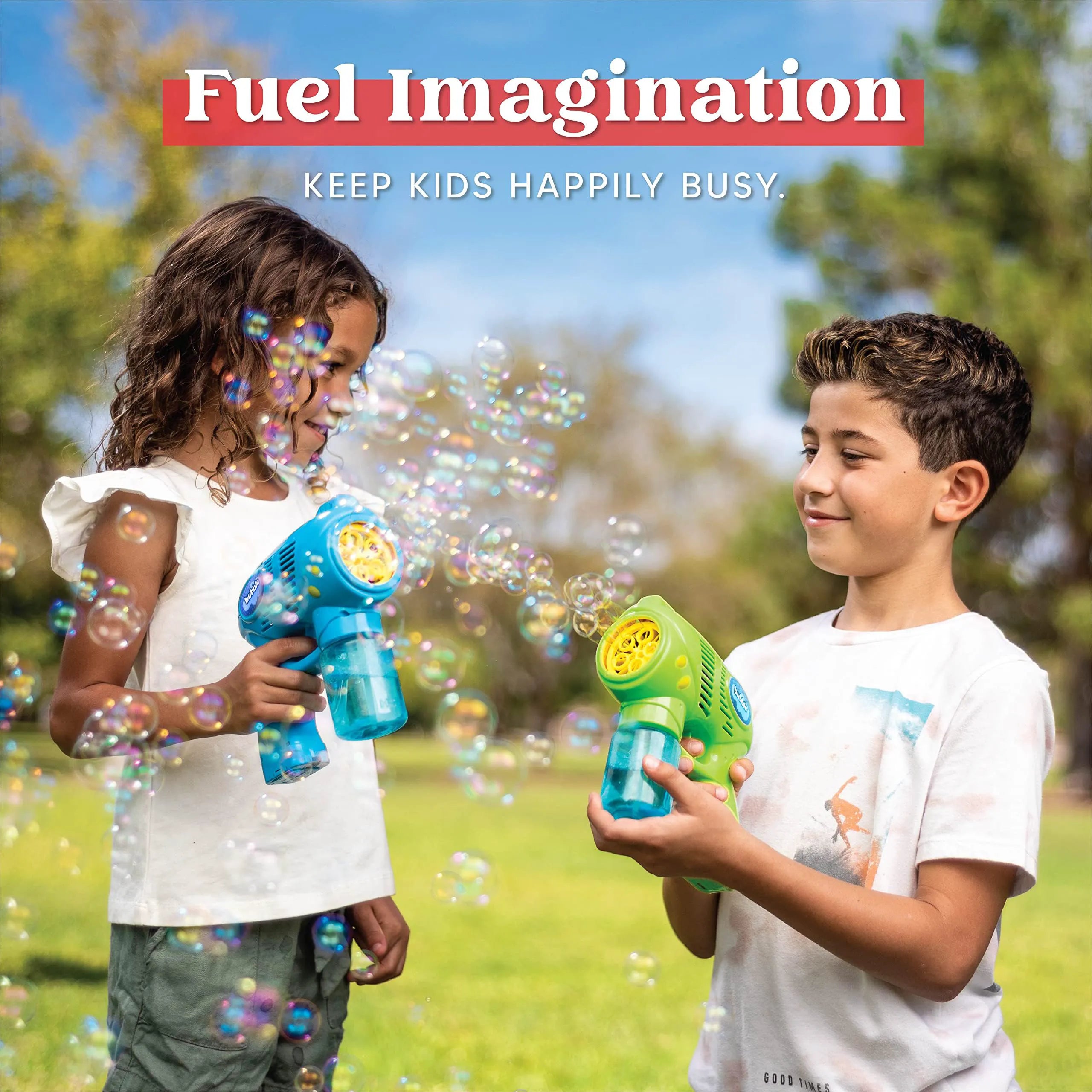 7-Inch Bubble Gun Blower with 2 Bottles of 5 oz Bubble Refill Solution (2 Pack)