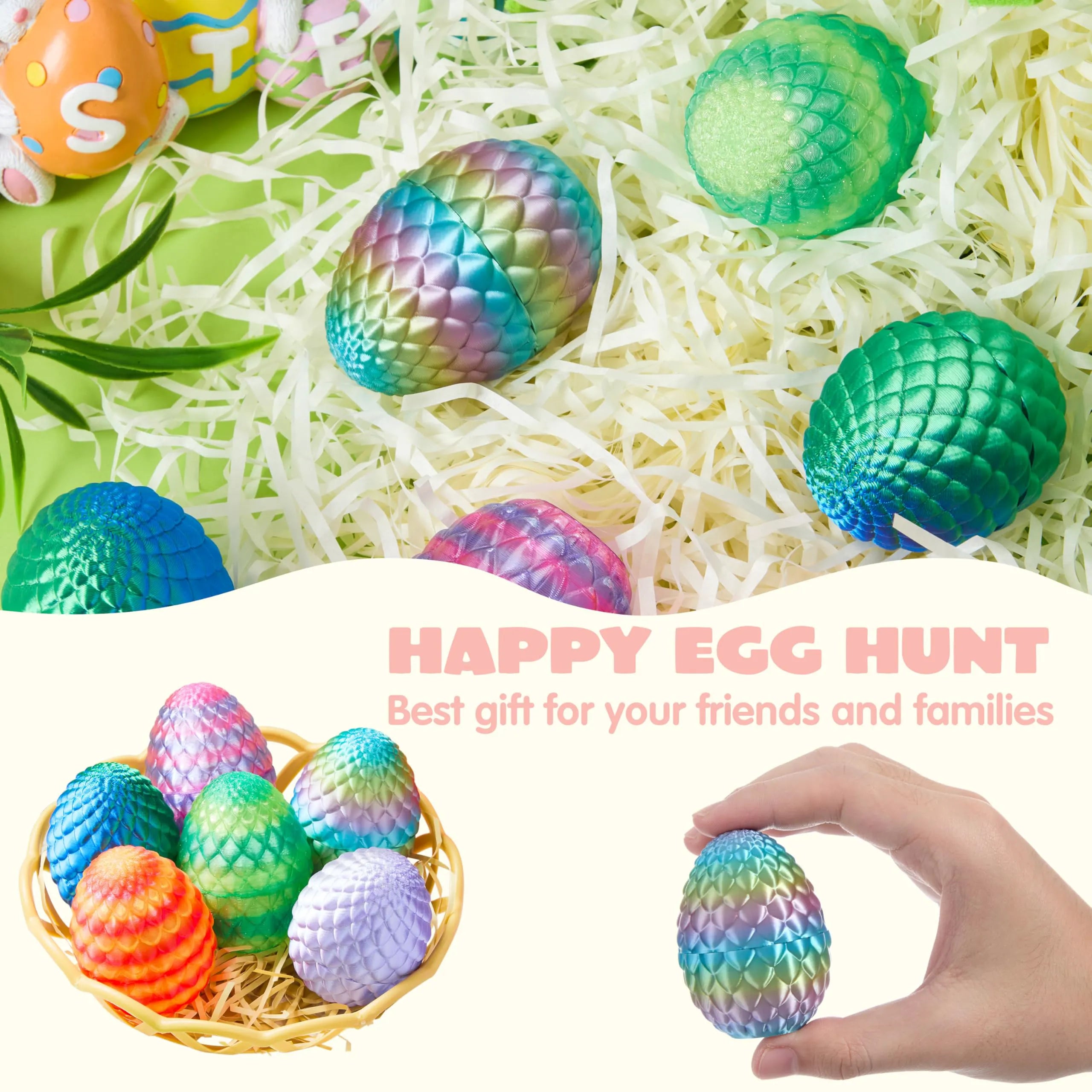12 PCS 3D Printed Dragon Easter Empty Eggs