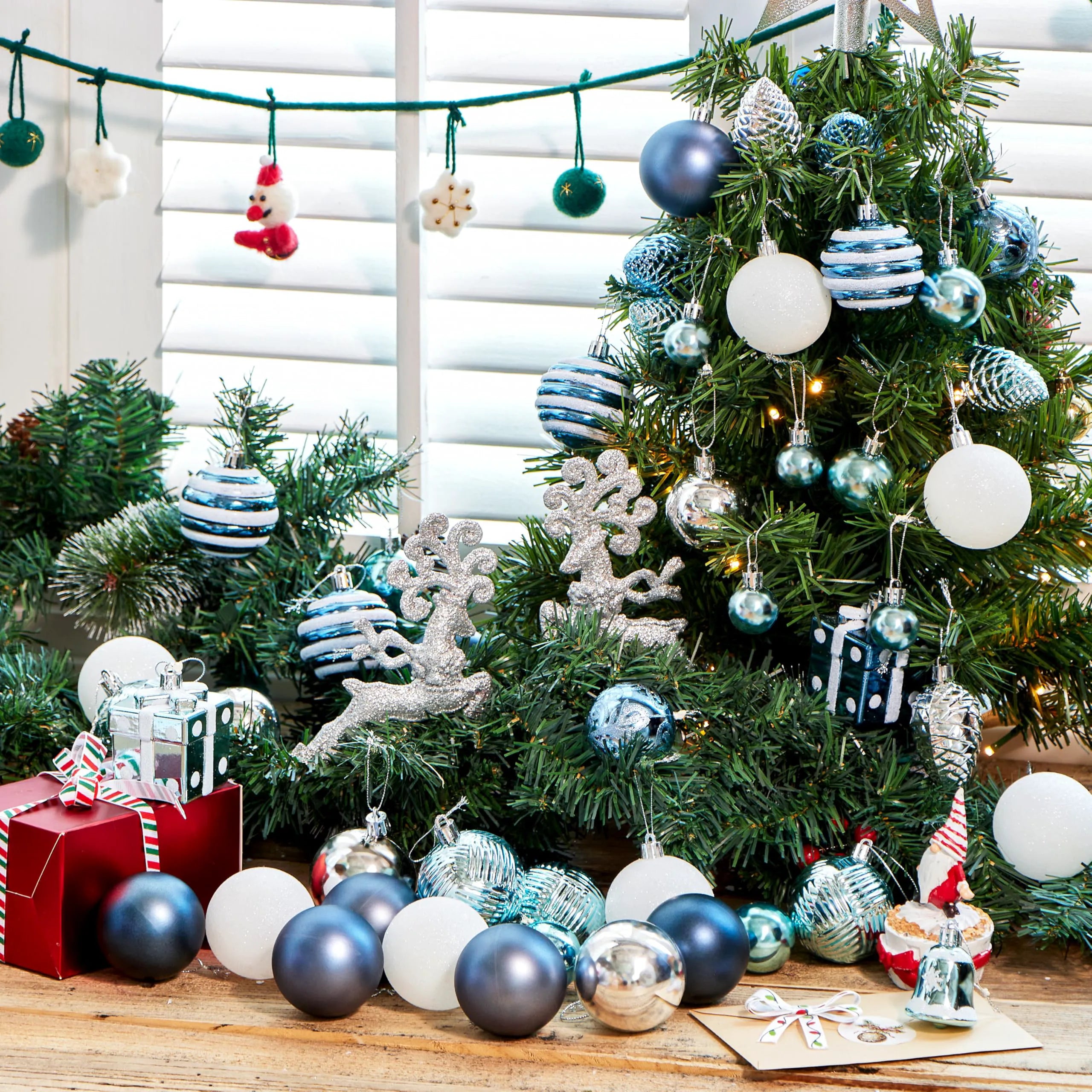 66-Piece Christmas Ball Ornament Set in Light Blue