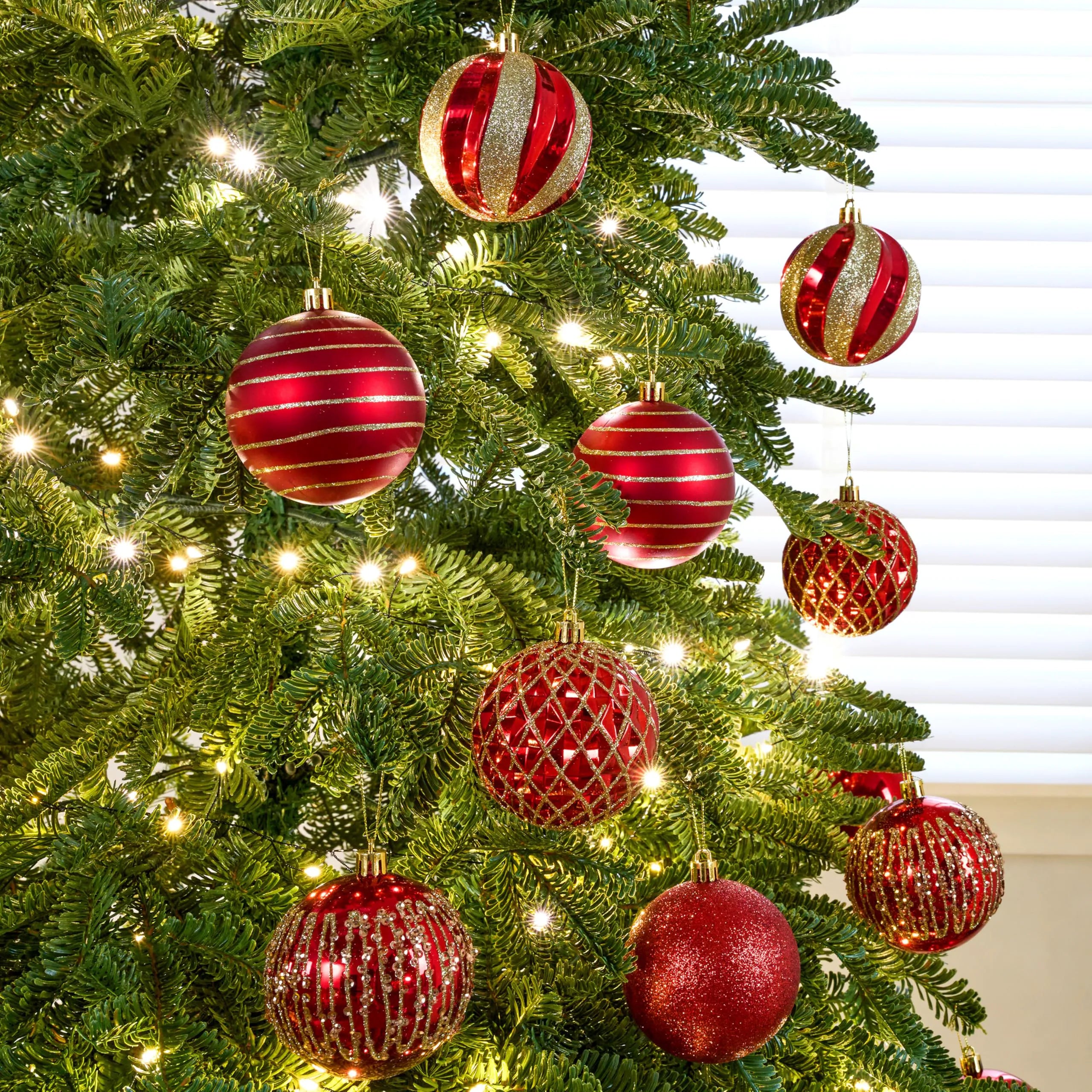 12-Piece 3.15-Inch Red and Gold Christmas Ball Ornament Set