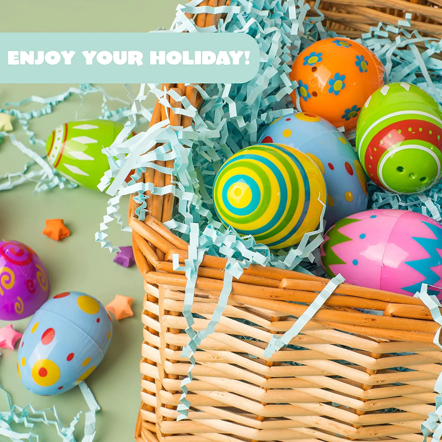 60Pcs Printed Easter Egg Shells