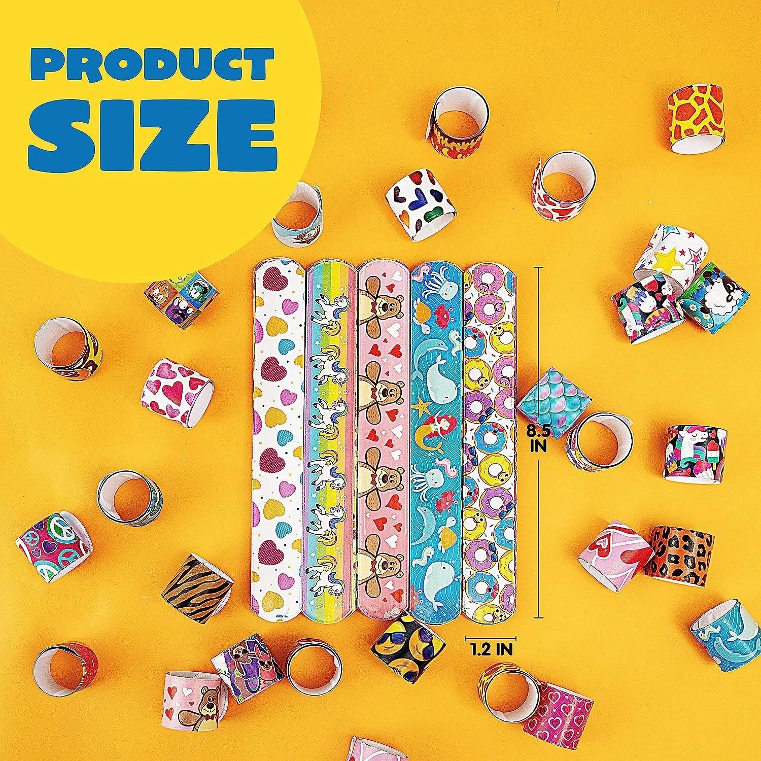 60Pcs Slap Bracelets with 36 Unique Designs