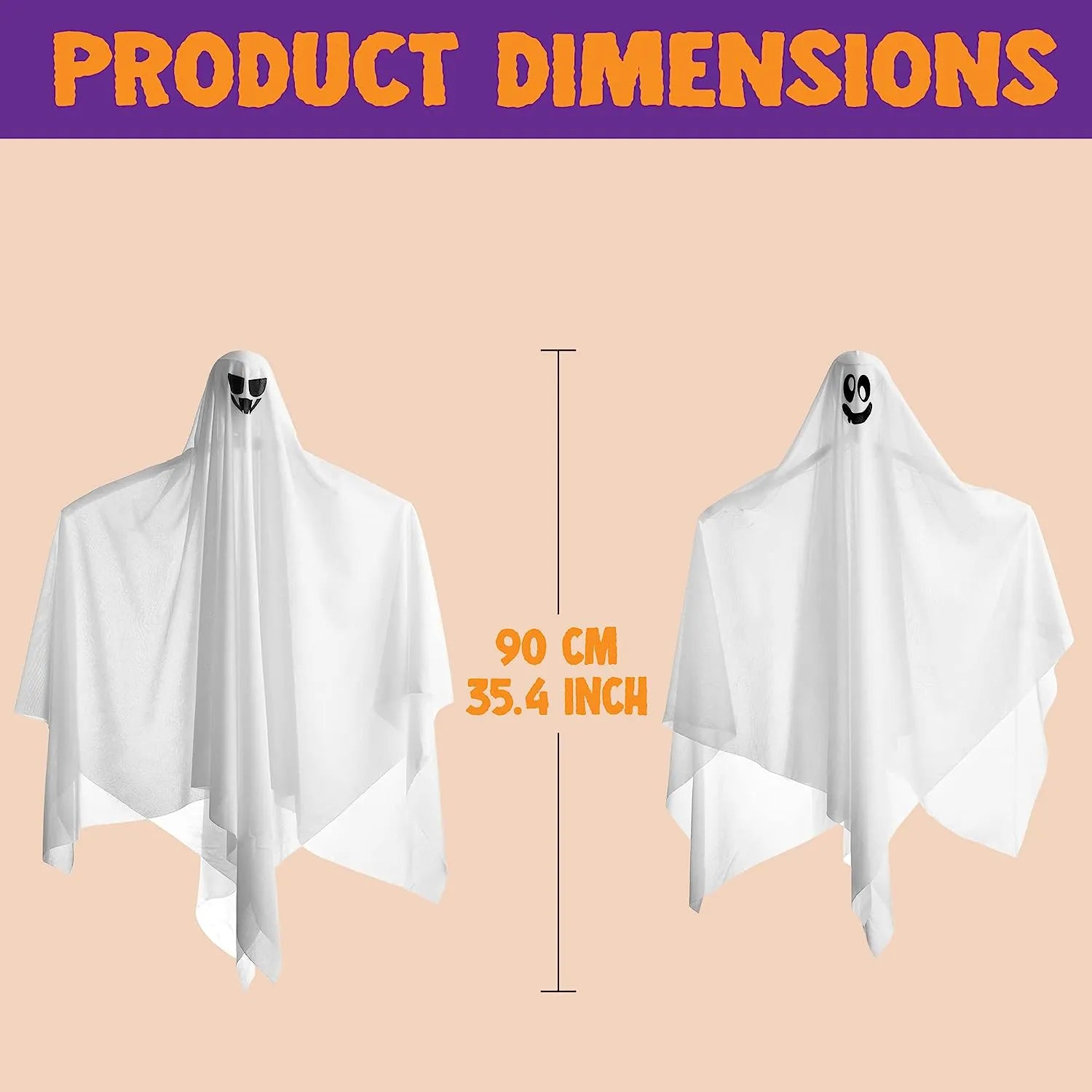 2 Pack Light-Up Hanging White Ghosts 35.4in