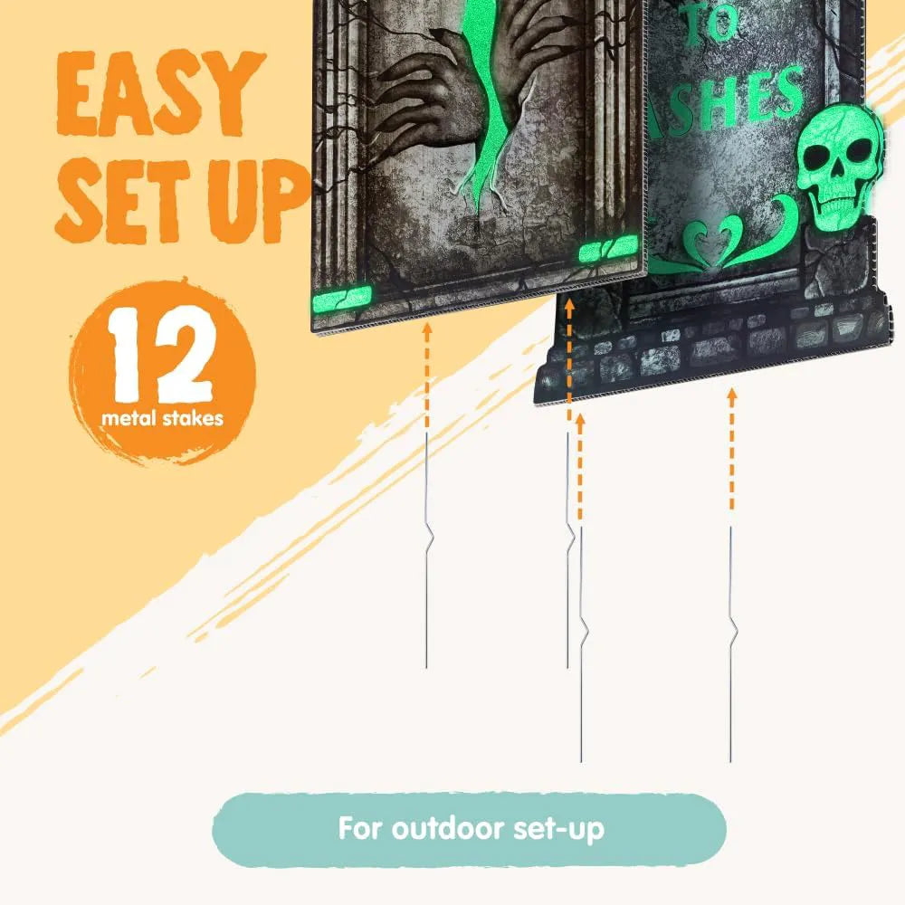 6-Pack 16-Inch Halloween Graveyard Tombstones, Glow in the Dark
