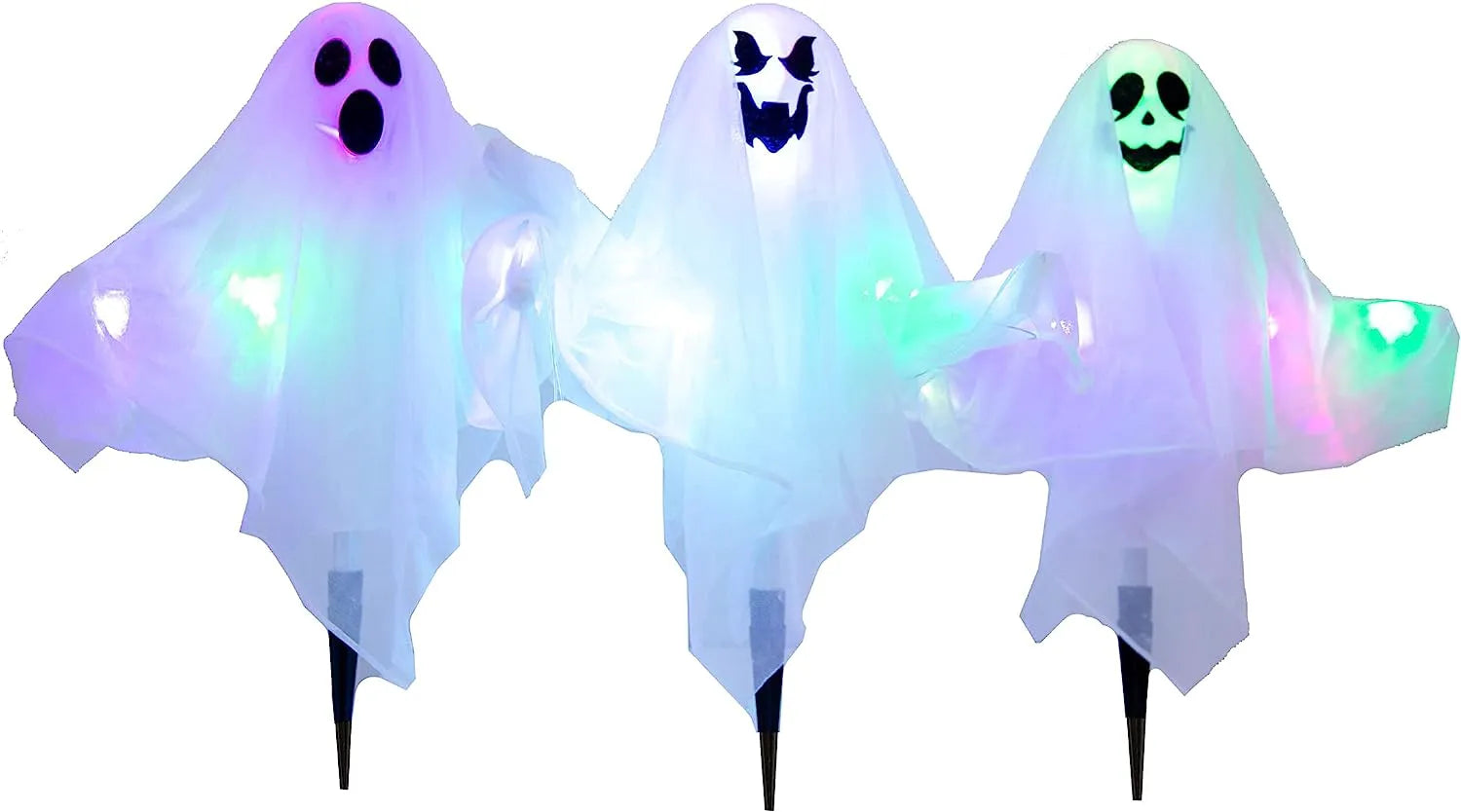 3-Pack Halloween Light-Up Ghost Yard Stakes