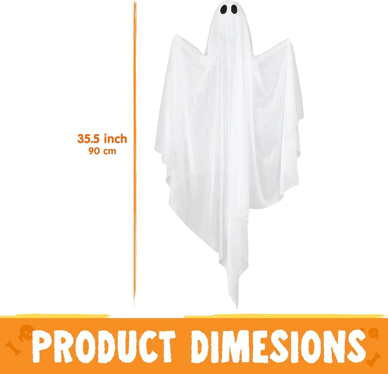 35.5" Halloween Hanging Ghost with Purple LED Light