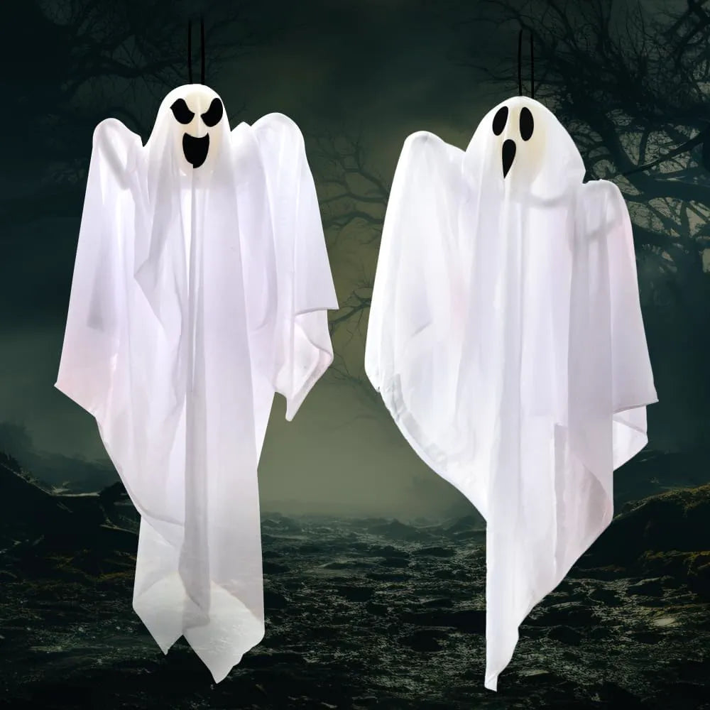 2 Pack 27.5" Halloween Hanging Ghosts Outdoor Decoration