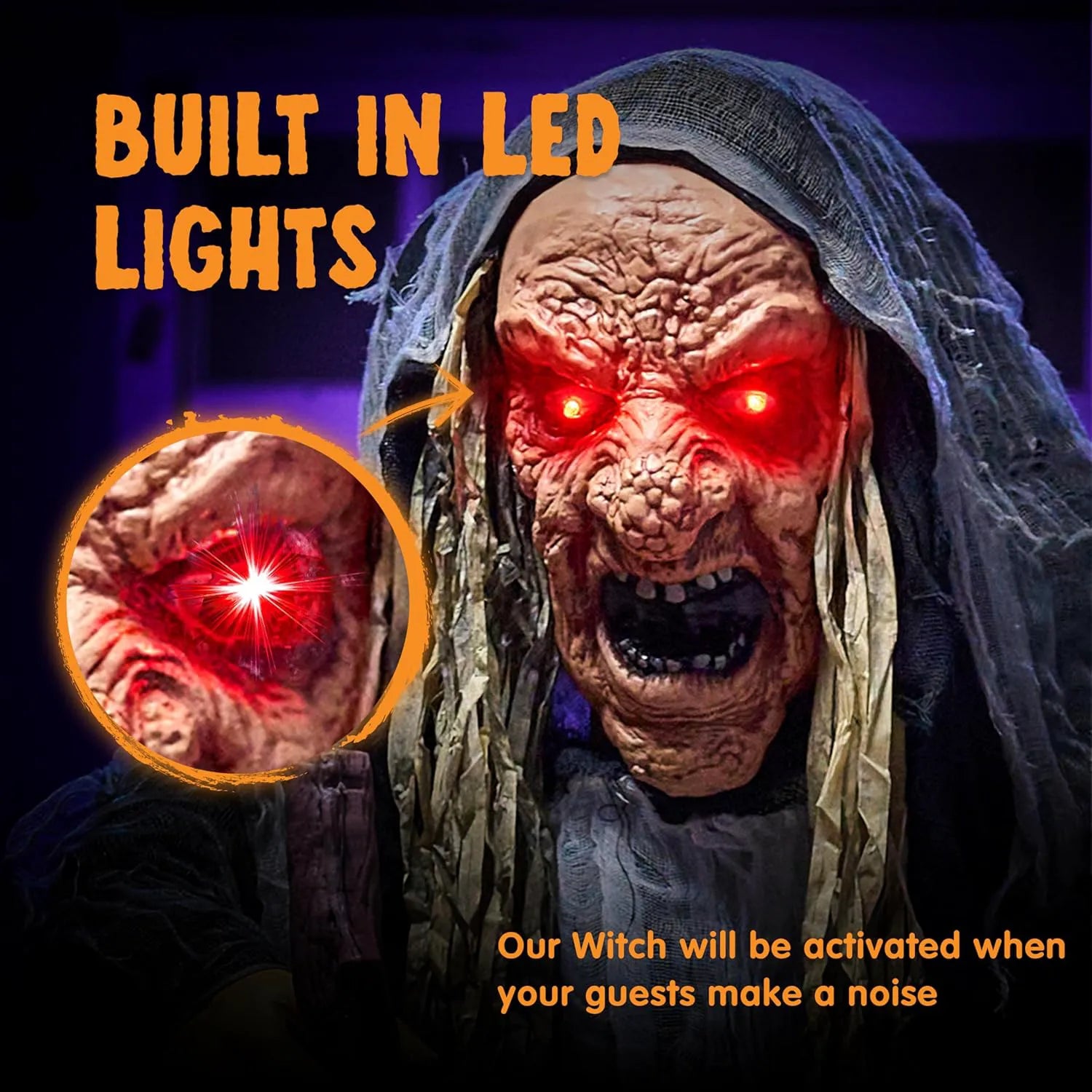 67” Halloween Animatronics Standing Hunchback Witch