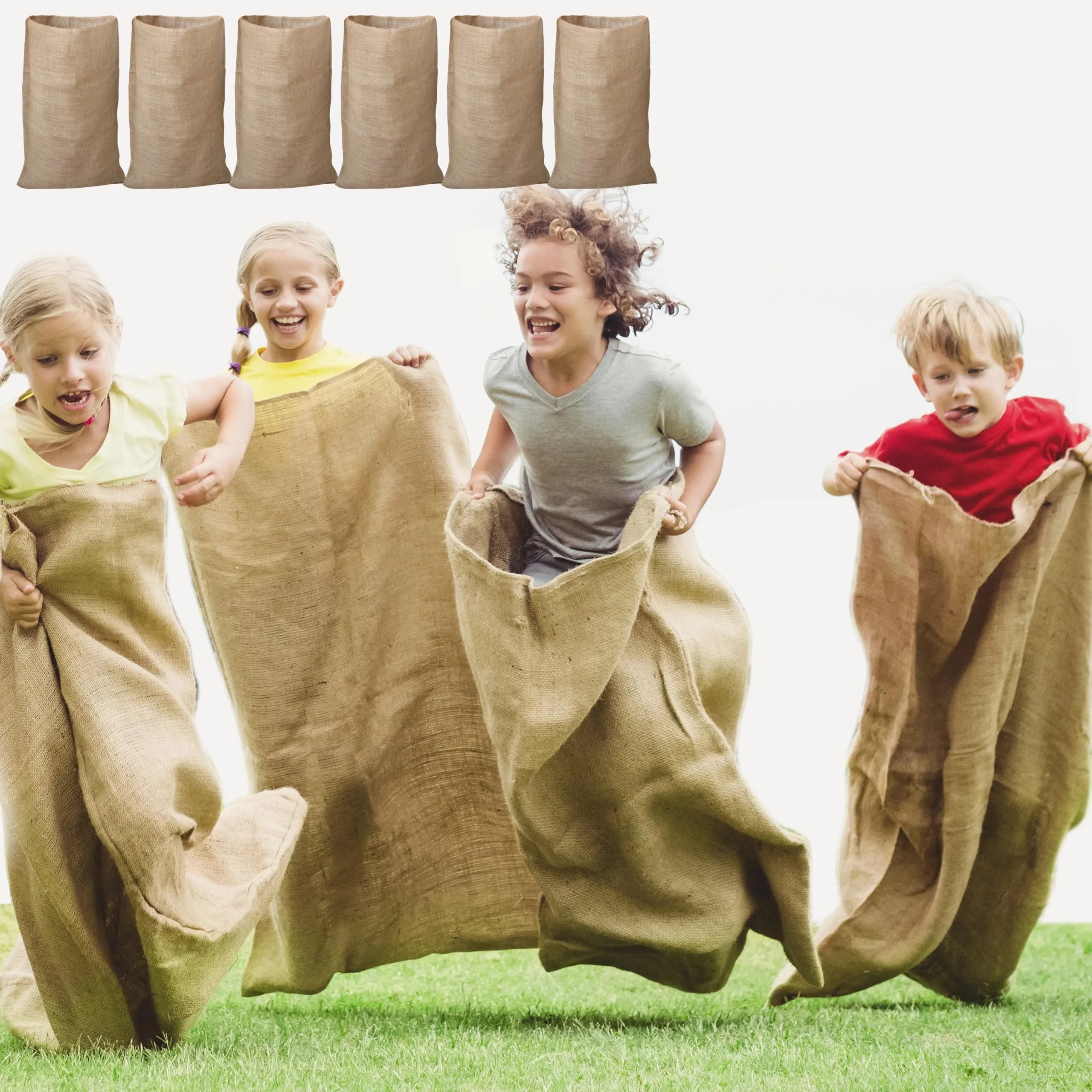 6 Pack Large Burlap Potato Sacks (39 x 25 inches) for Kids & Adults Racing