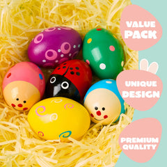 6Packs Easter Wooden Egg Shakers Maracas Percussion Musical