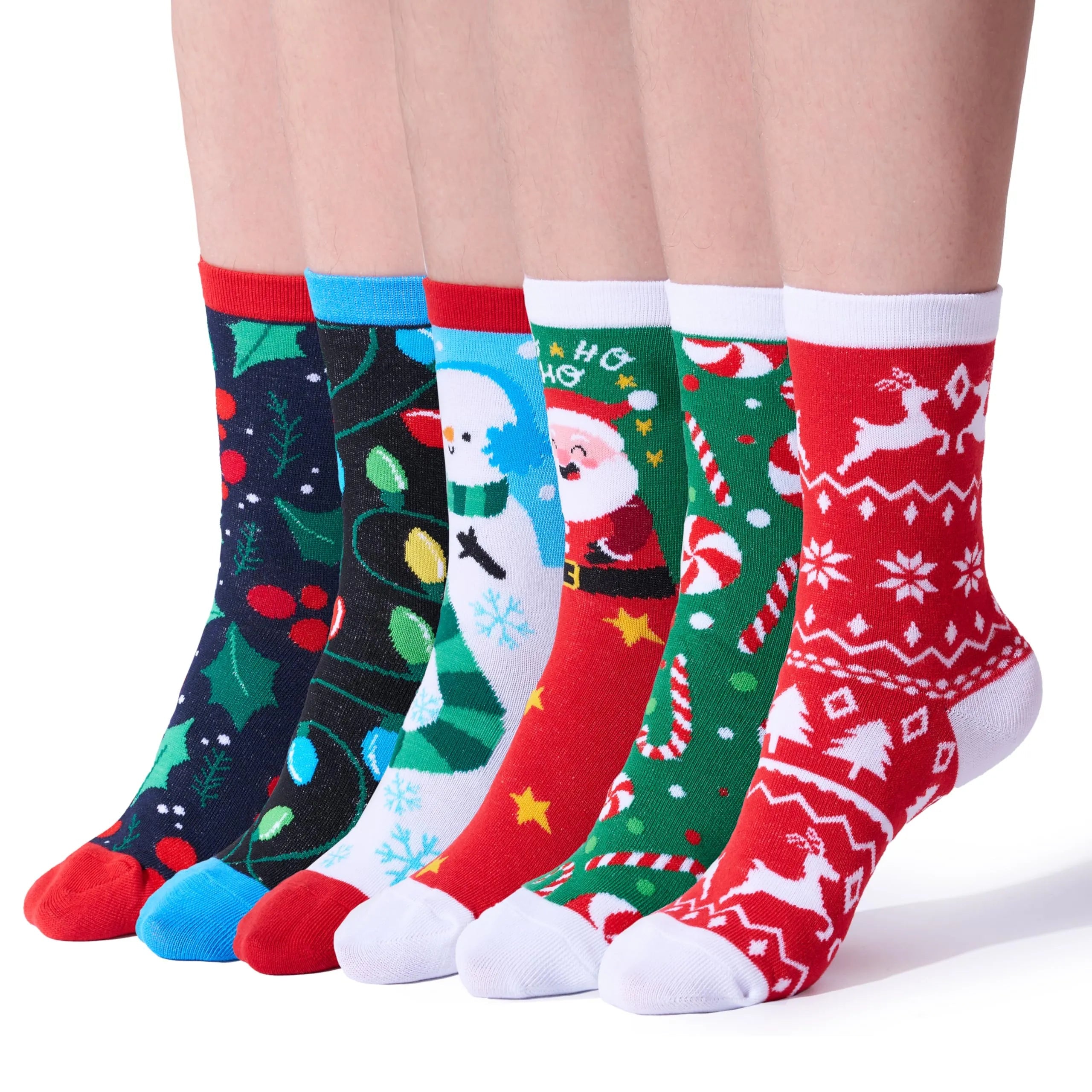 6-Pack Winter Christmas Socks for Men and Women - Warm, Soft Novelty Crew Socks