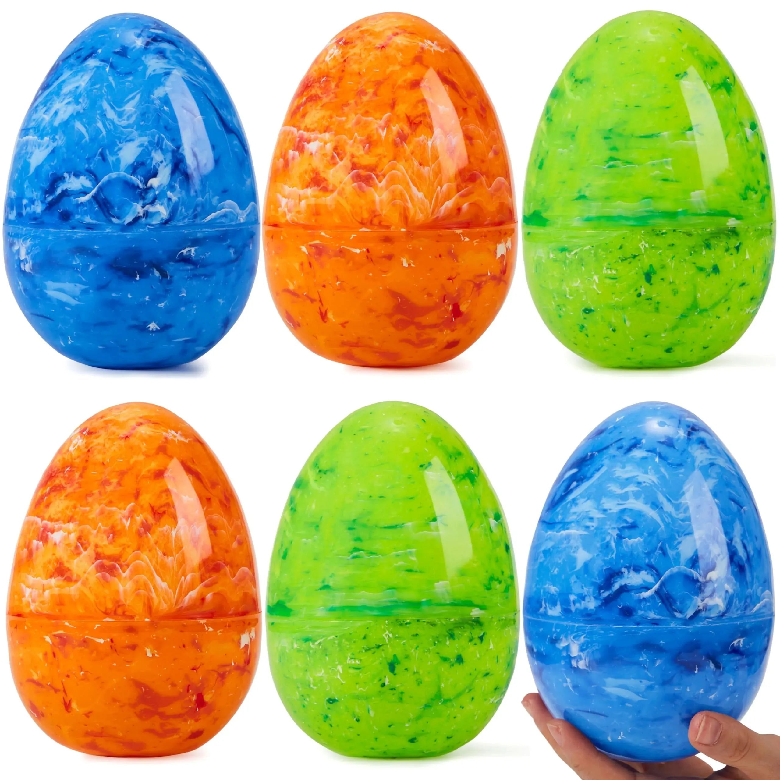 6 Pack 6 Inch Plastic Colorful Easter Eggs for Egg Hunt Game