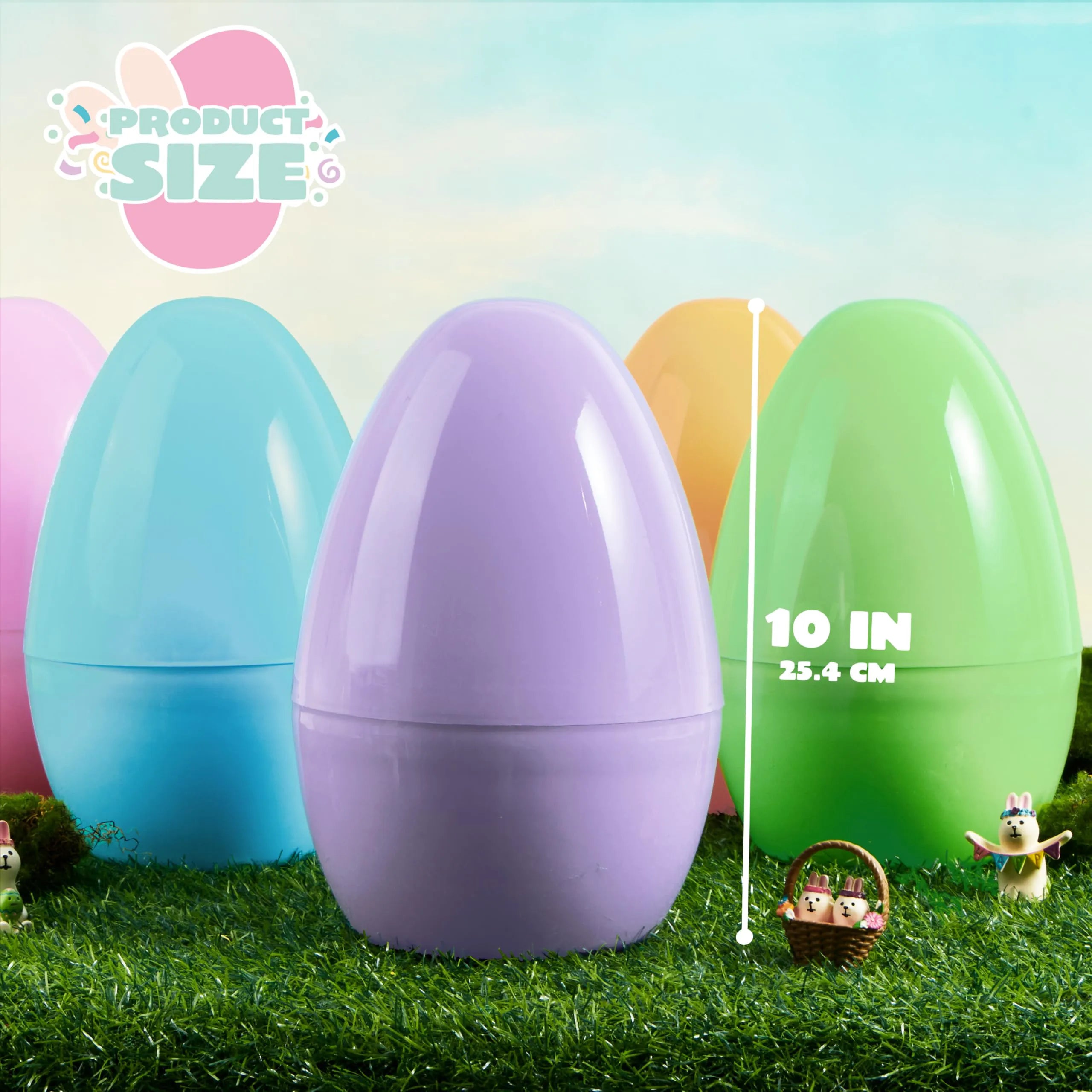 6 Pastel Jumbo Plastic Easter Eggs - Fillable for Hunt Party Favors