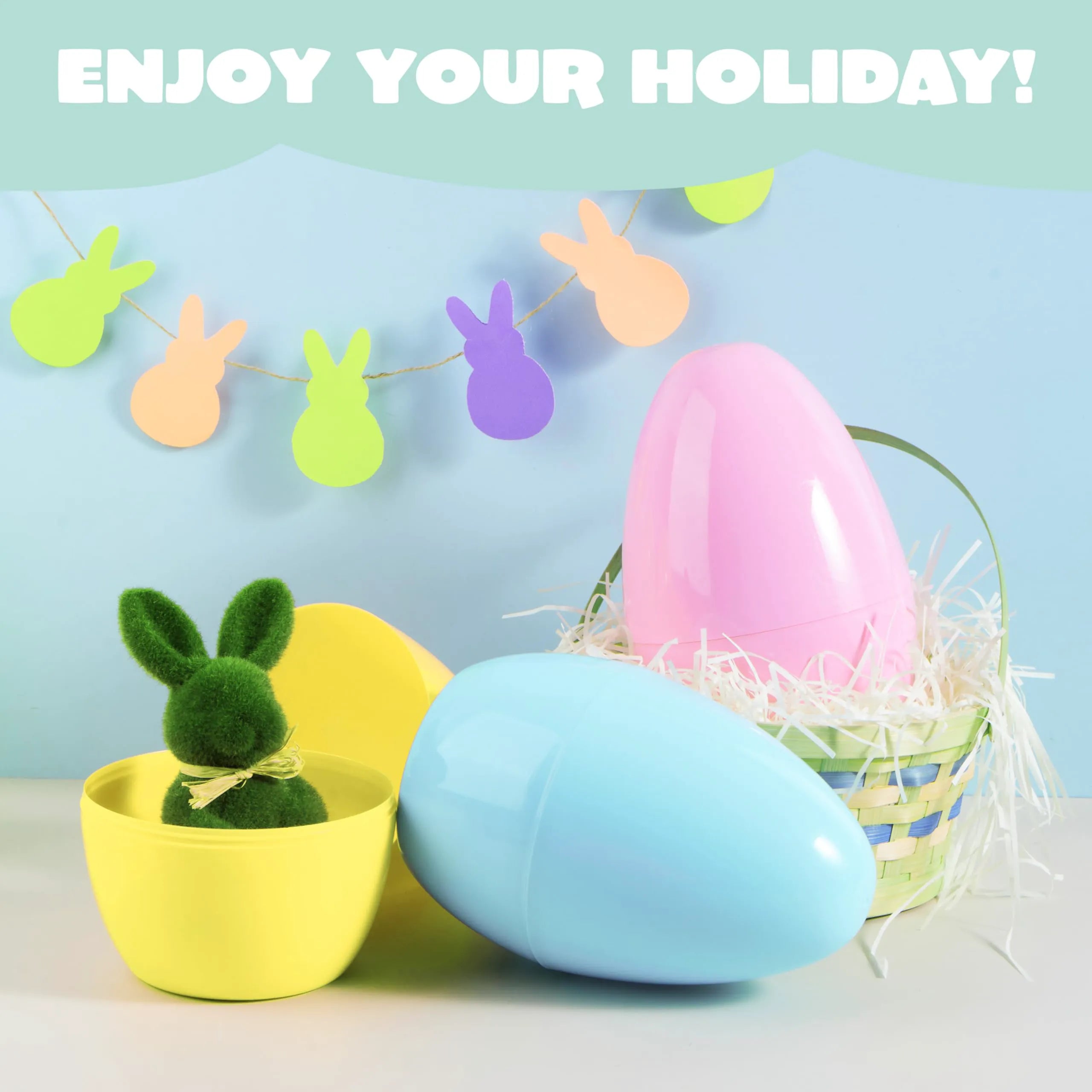 6 Pastel Jumbo Plastic Easter Eggs - Fillable for Hunt Party Favors
