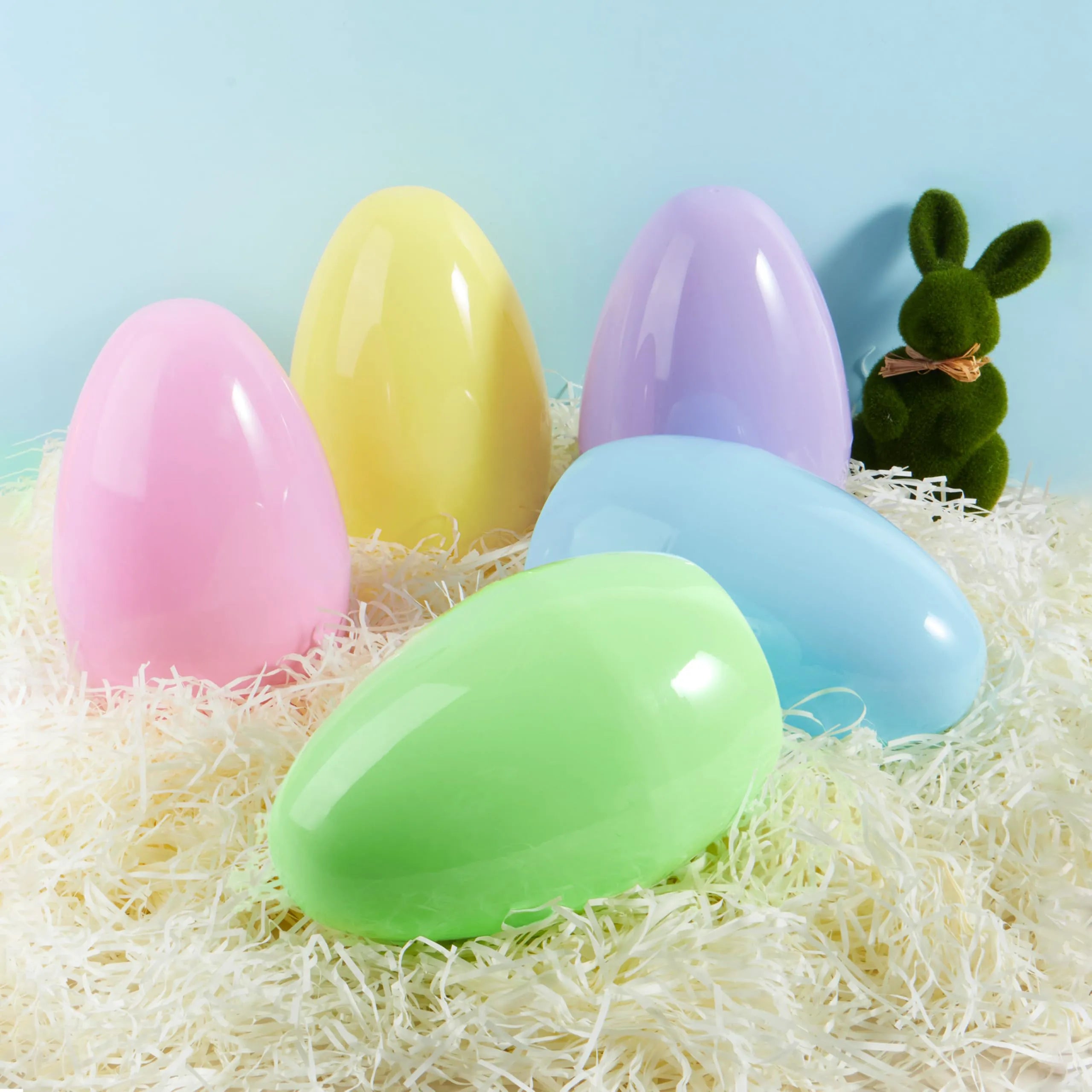 6 Pastel Jumbo Plastic Easter Eggs - Fillable for Hunt Party Favors