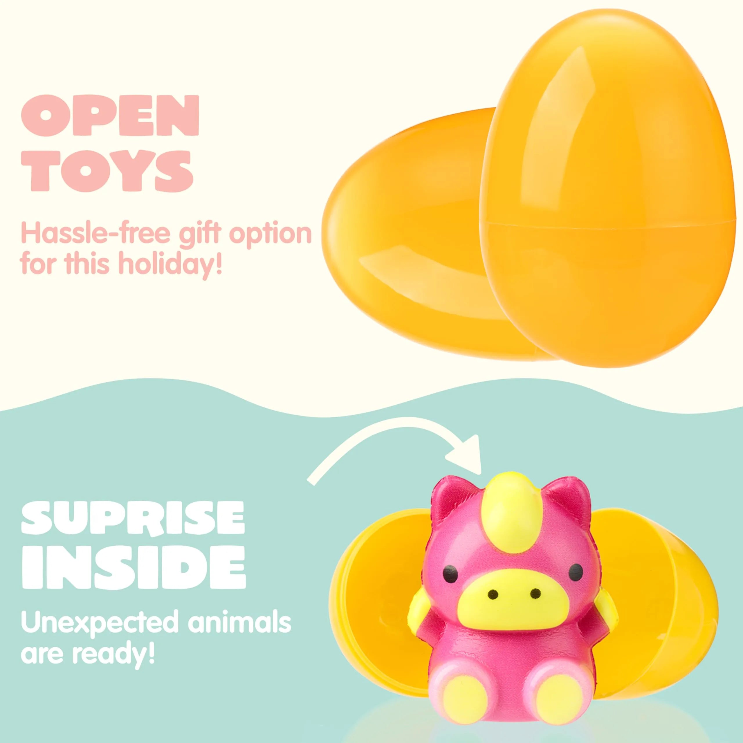 24-Pack Easter Prefilled Eggs with Animal Squishy Toys