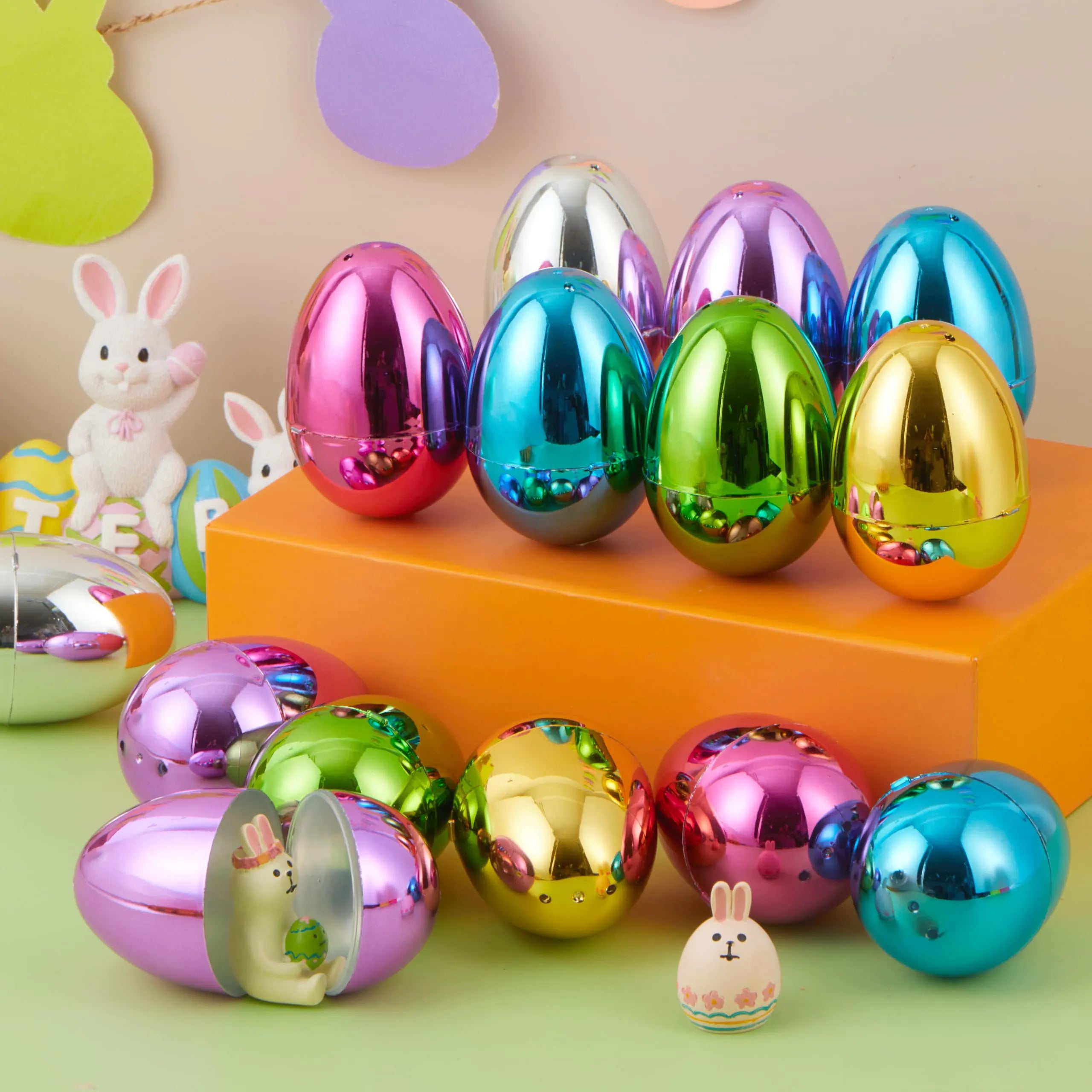 24PCS 3.15" Metallic Easter Eggs for Easter Hunt