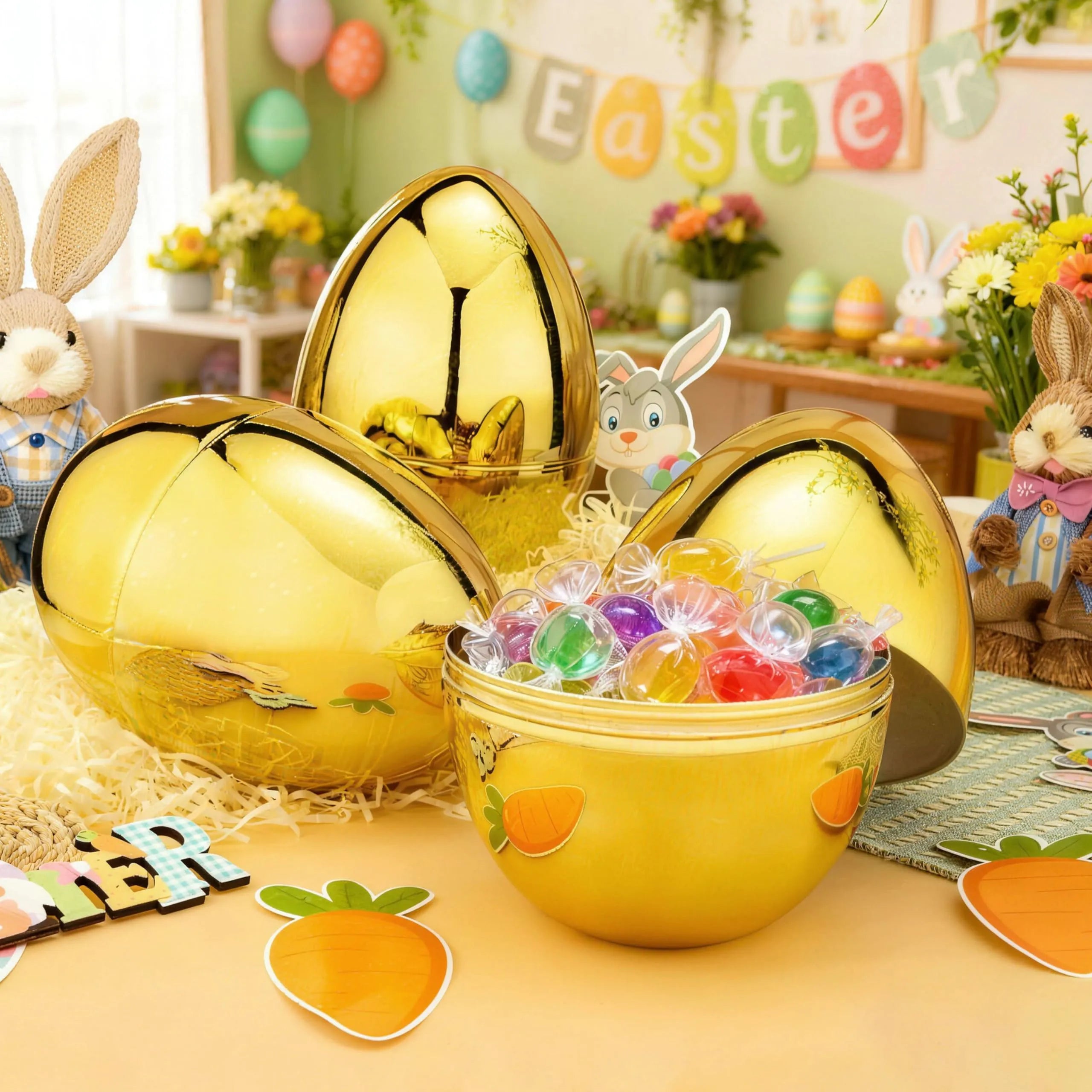6 Gold Jumbo Easter Eggs (10 inch)