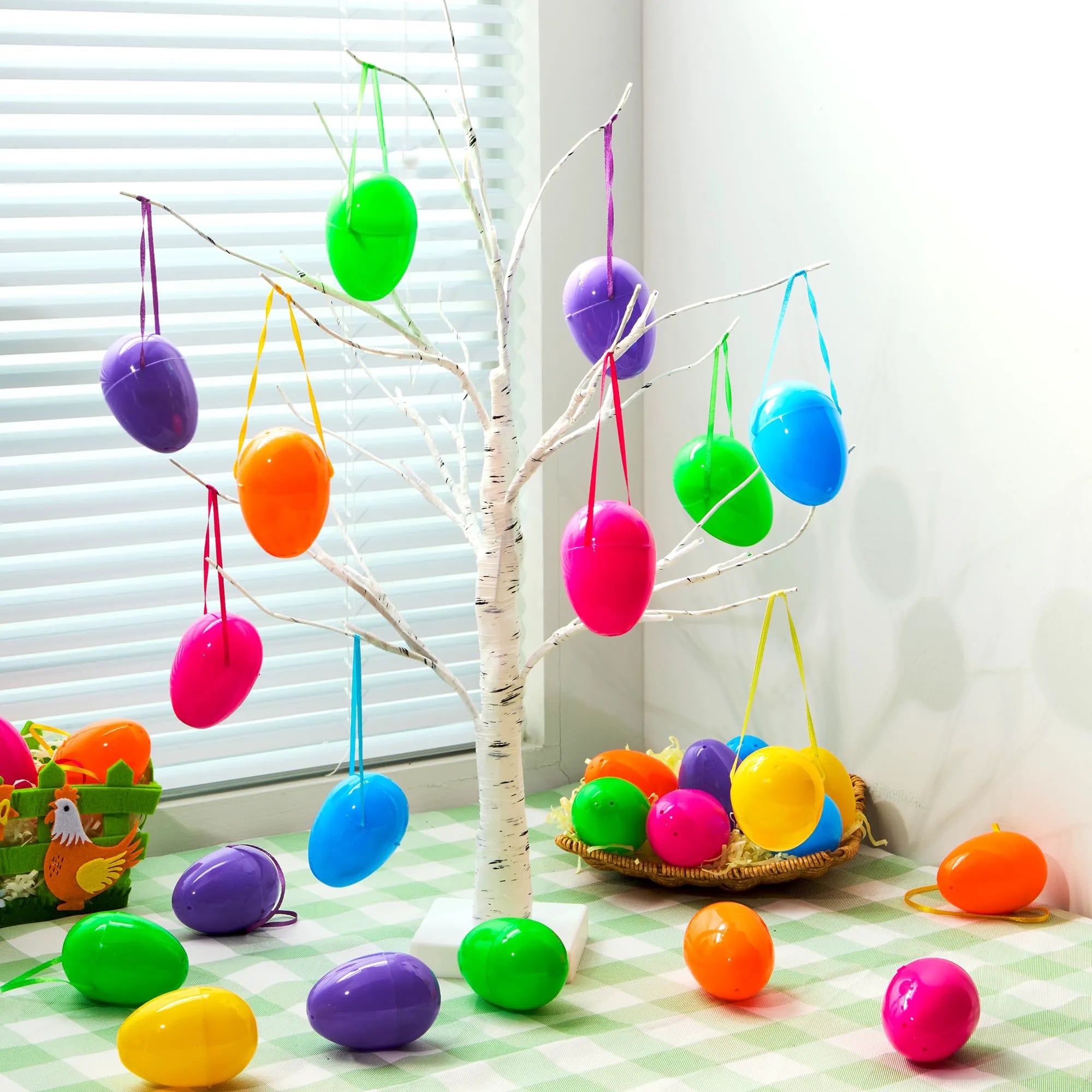 36 PCS 3.15" Easter Eggs with Hanging Ribbon for Easter Hunt