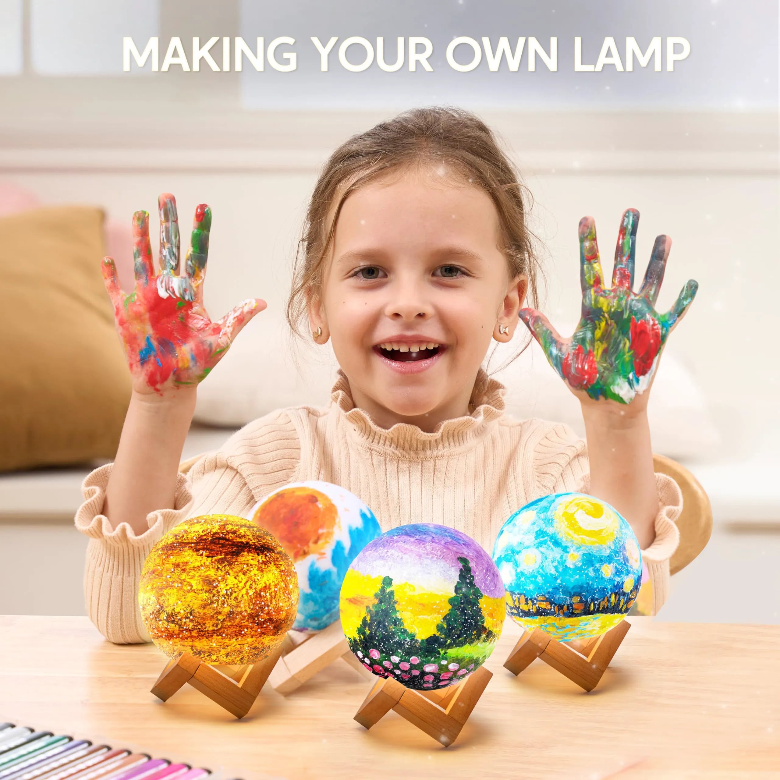 DIY 3D Moon Night Light Kit - Galaxy Lamp Arts and Crafts