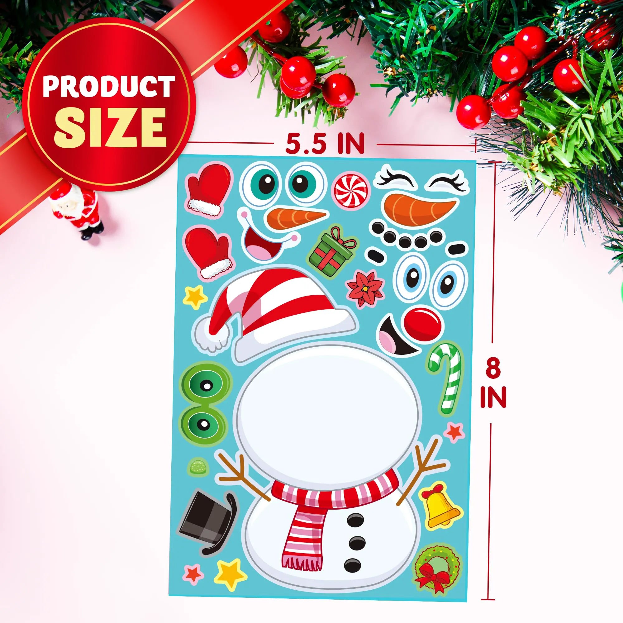 24 Pcs Christmas Make-a-Face Stickers