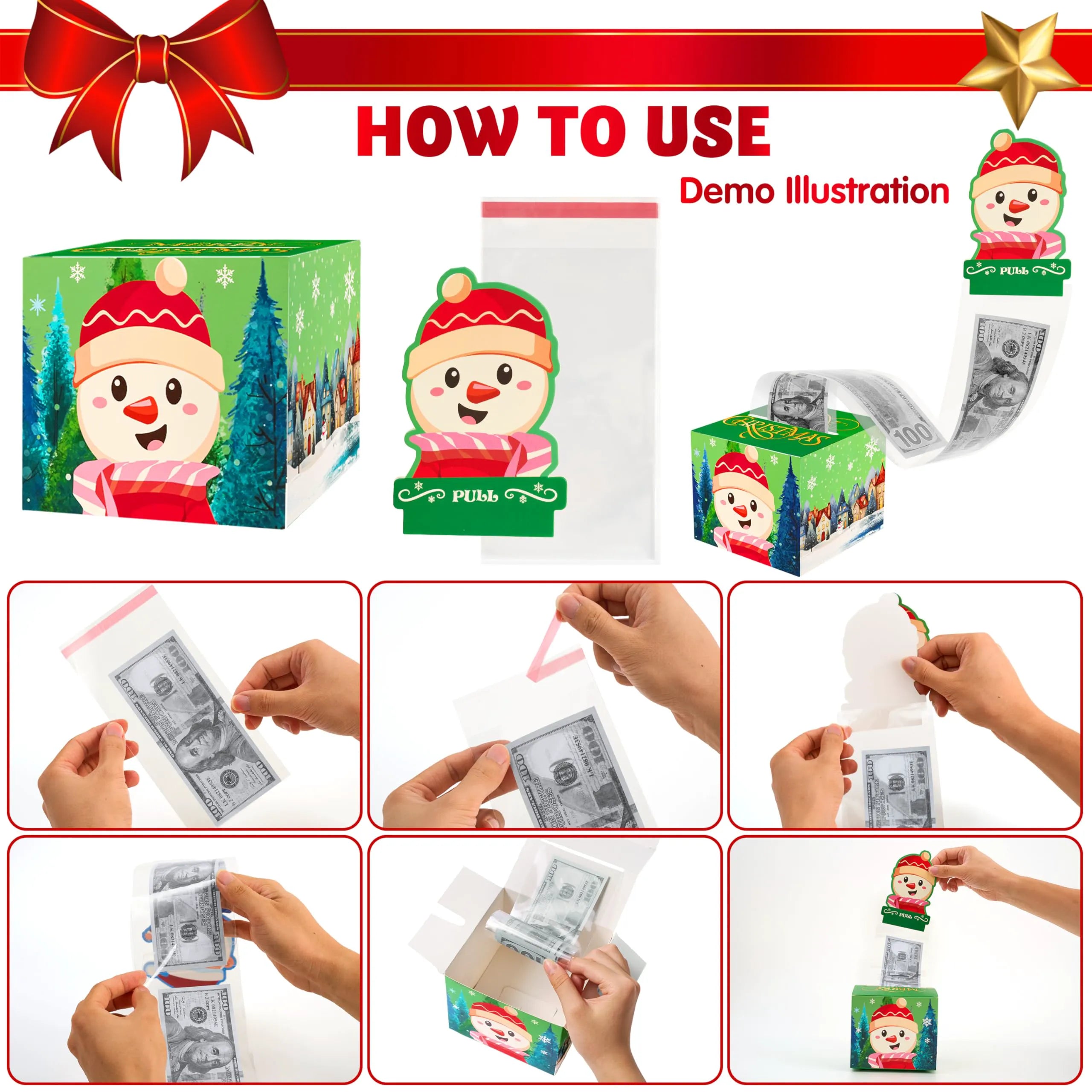 4PCS Christmas Cash Gift Pull Money Box