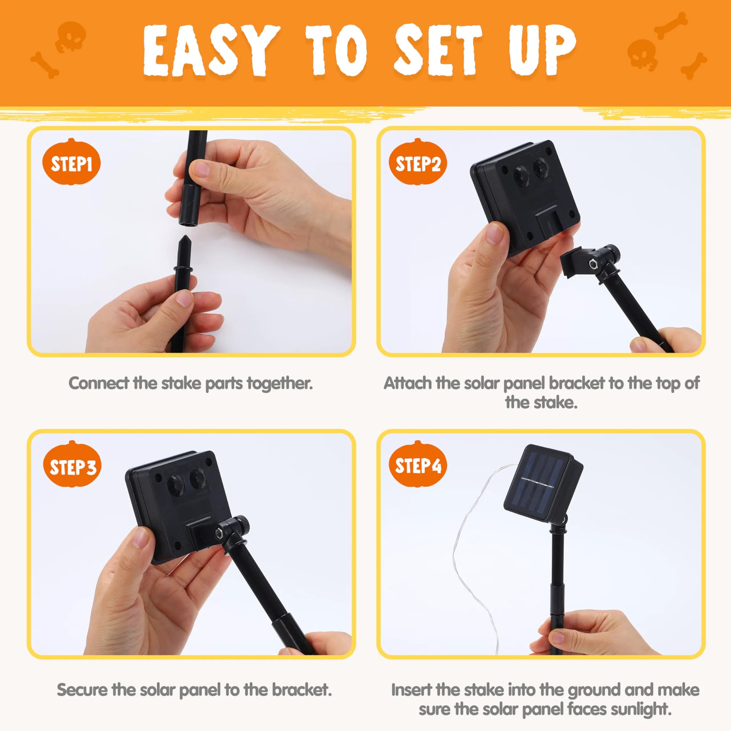10Pcs Halloween Solar Pumpkin Pathway Lights Decorations