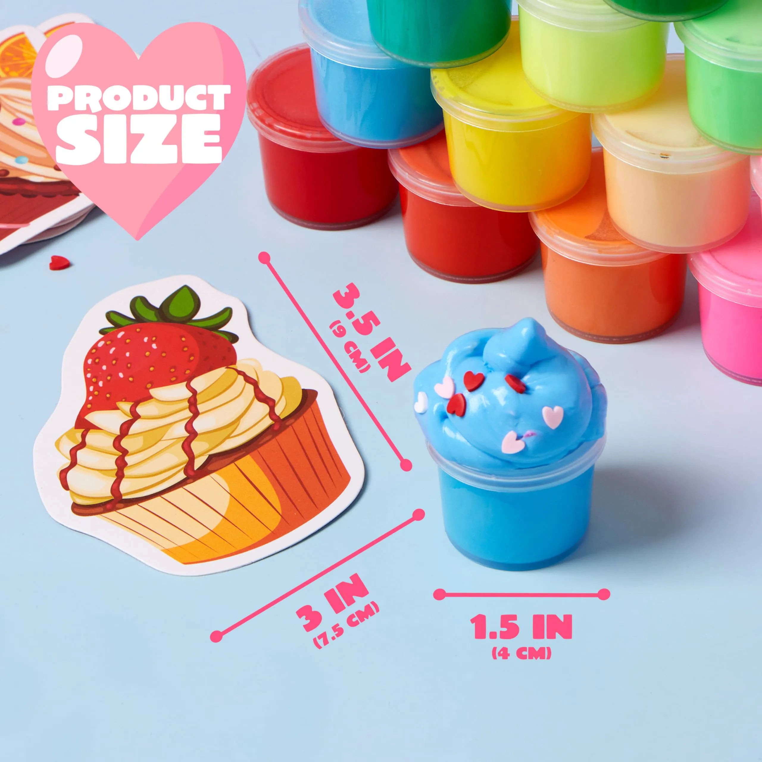 30-Piece Valentine's Day Multicolored Butter Slime Set with Rubber Slices and Dessert Cards