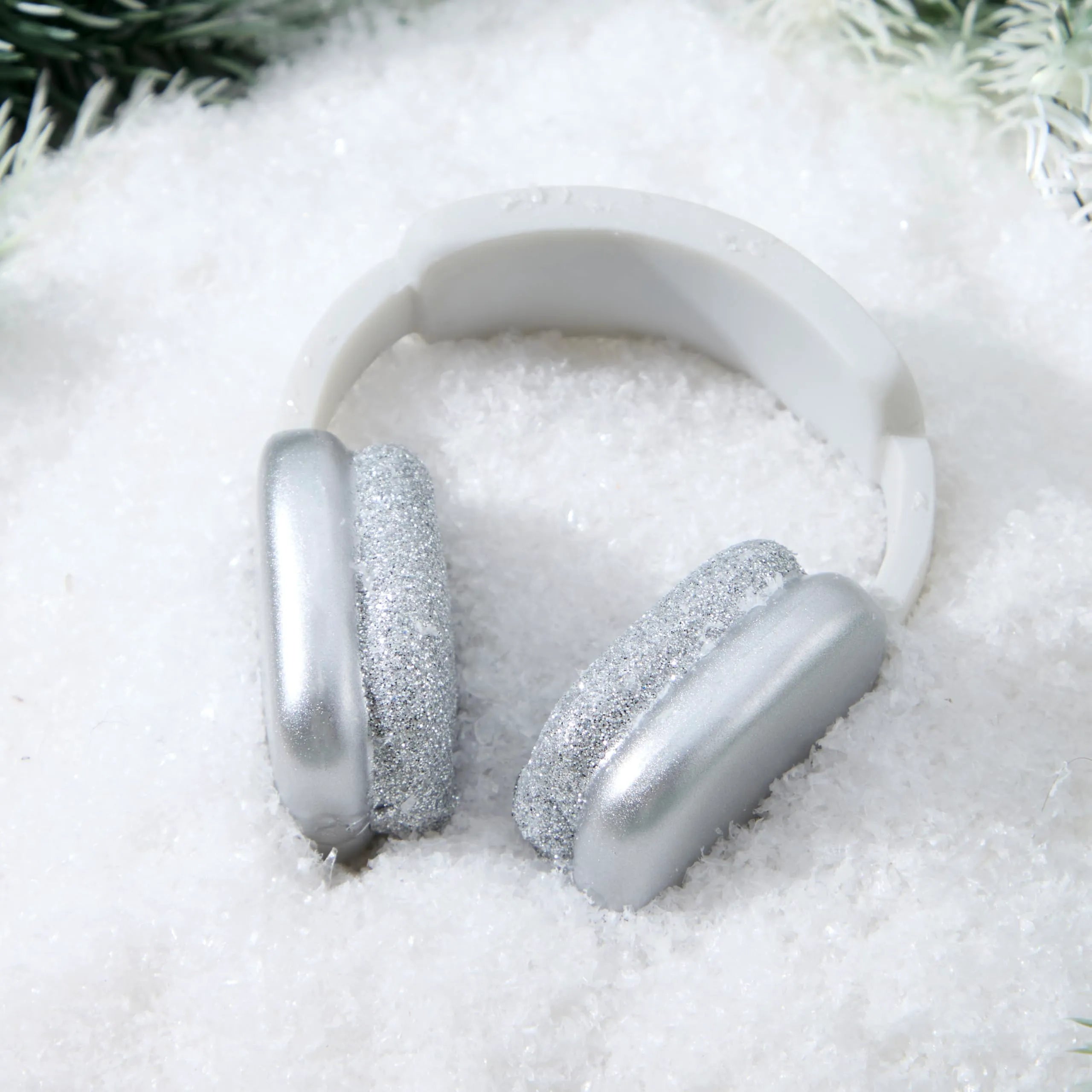 Mini Christmas Silver and White Headphone Glass Ornament