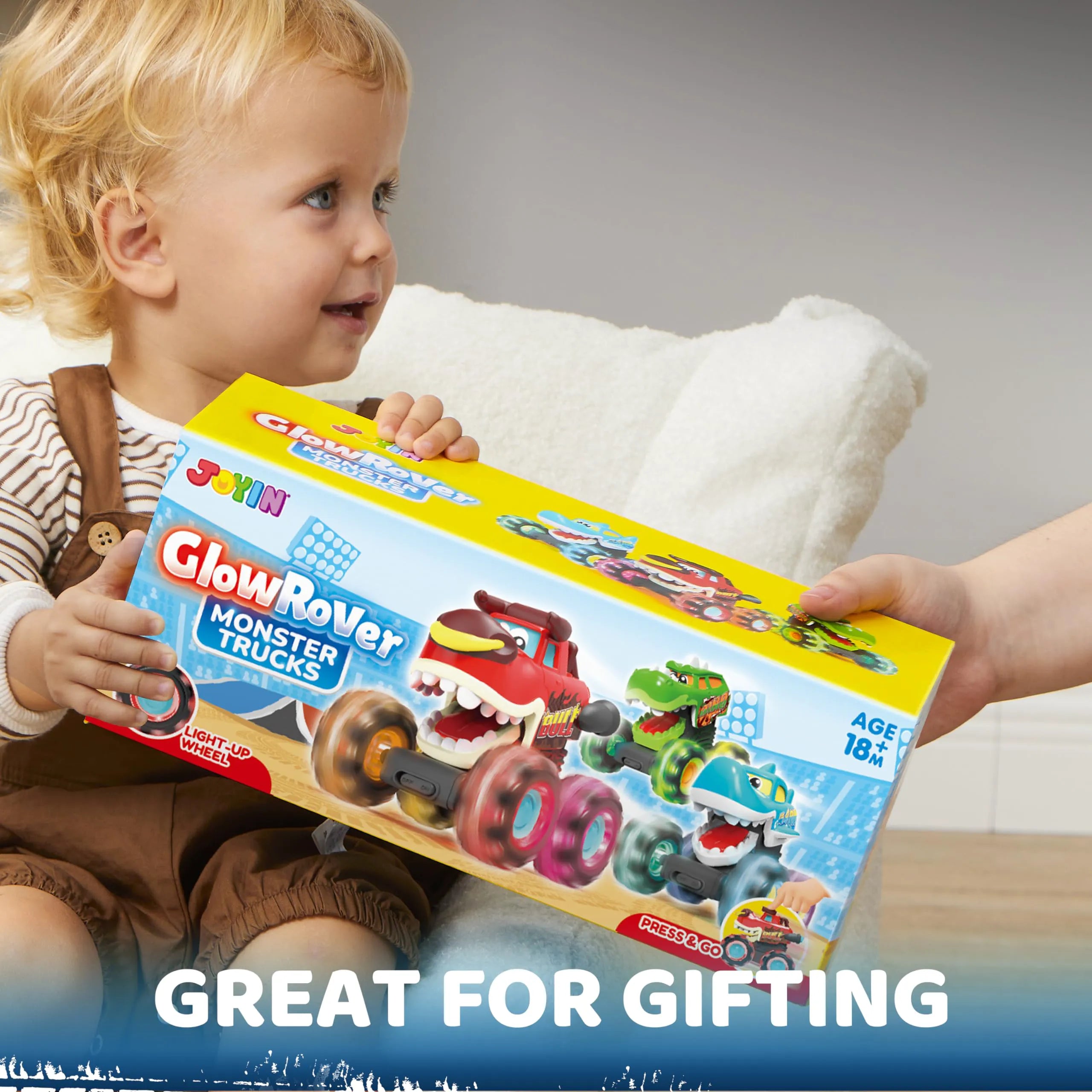3-Pack Monster Truck Toy: Motion-Activated Light-Up Cars for Toddlers