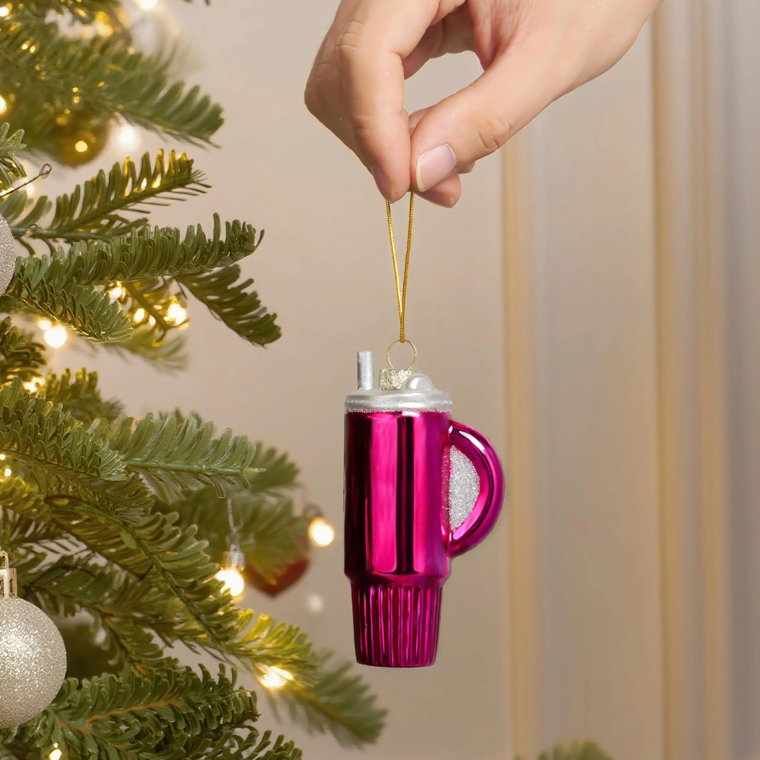 Small Red Christmas Glass Water Cup Ornament