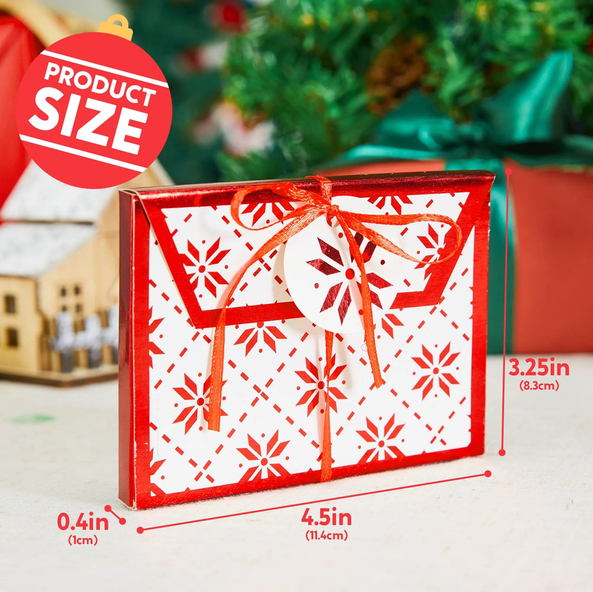 12 PCS Christmas Fancy Foil Gift Card Boxes with Ribbon