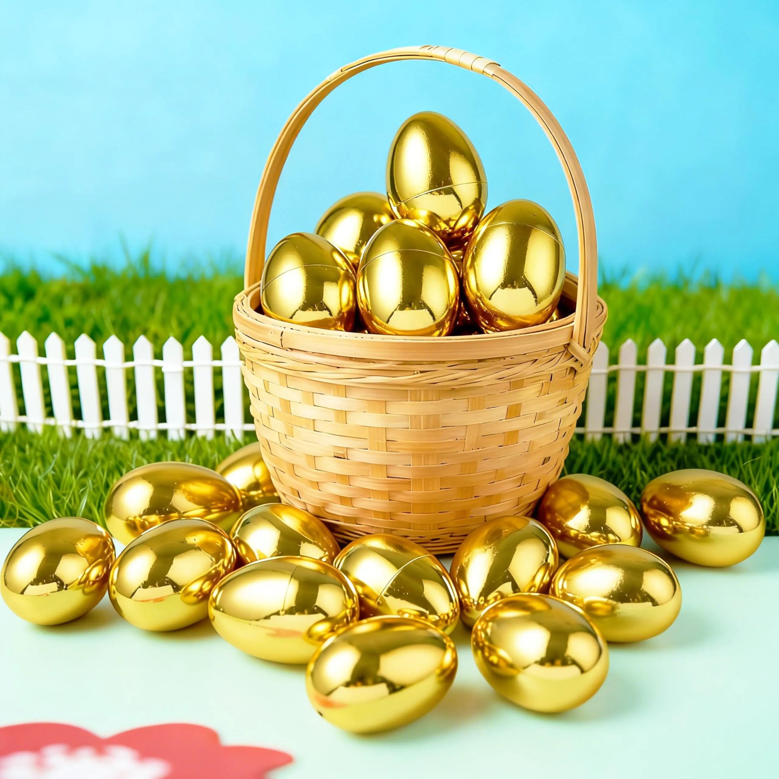 24 Gold Easter Eggs 2.3" Metallic Plastic Empty Fillable Eggs for Easter Hunt