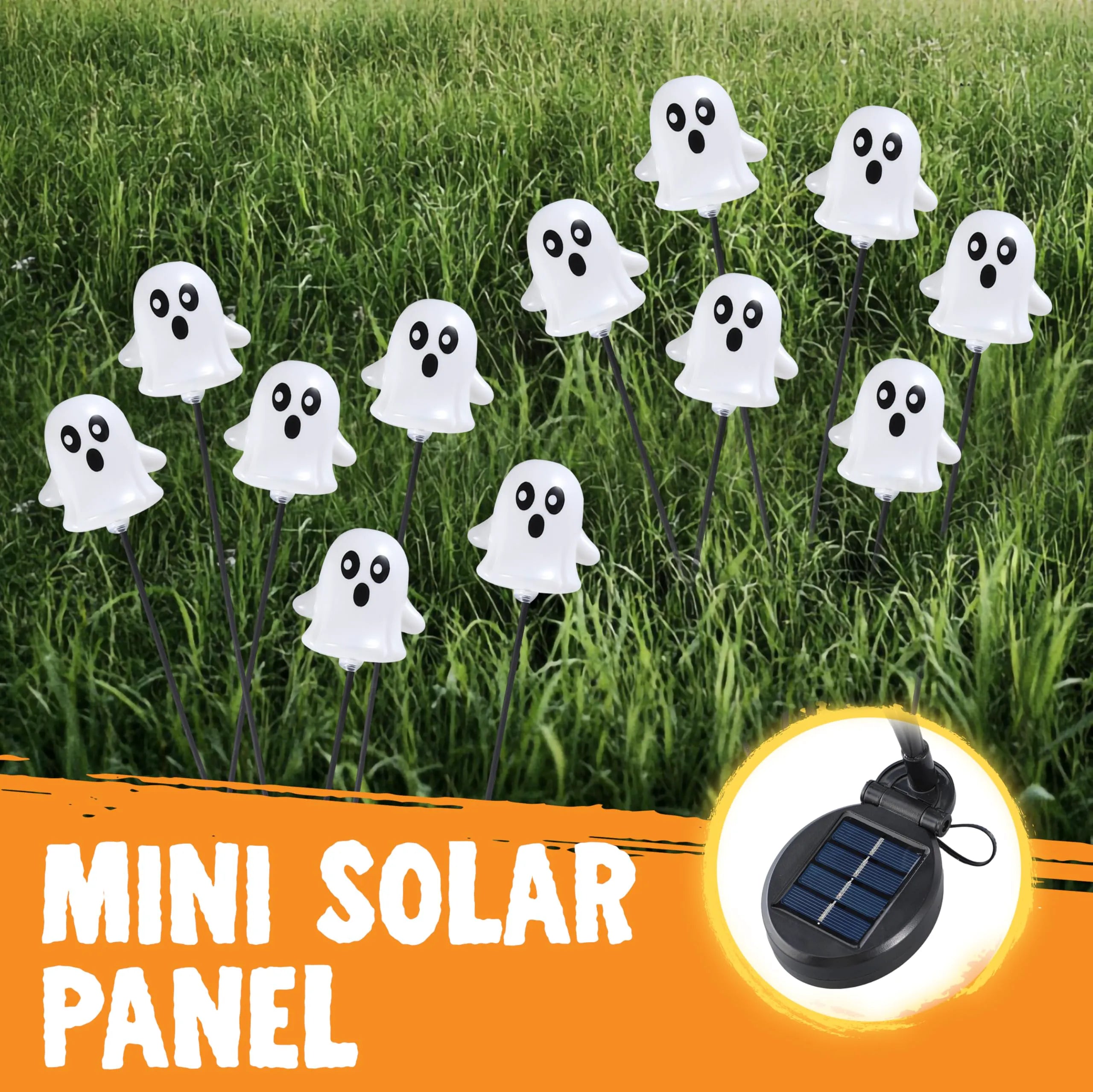 2 Pcs 12LEDs Solar Cute Ghost Lights