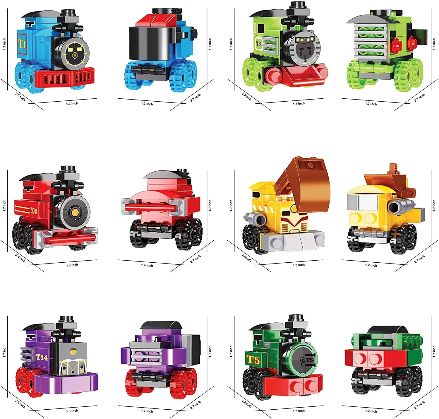 24 Prefilled Heart Building Blocks with Train & Valentine's Day Cards for Kids Classroom Exchange Gifts