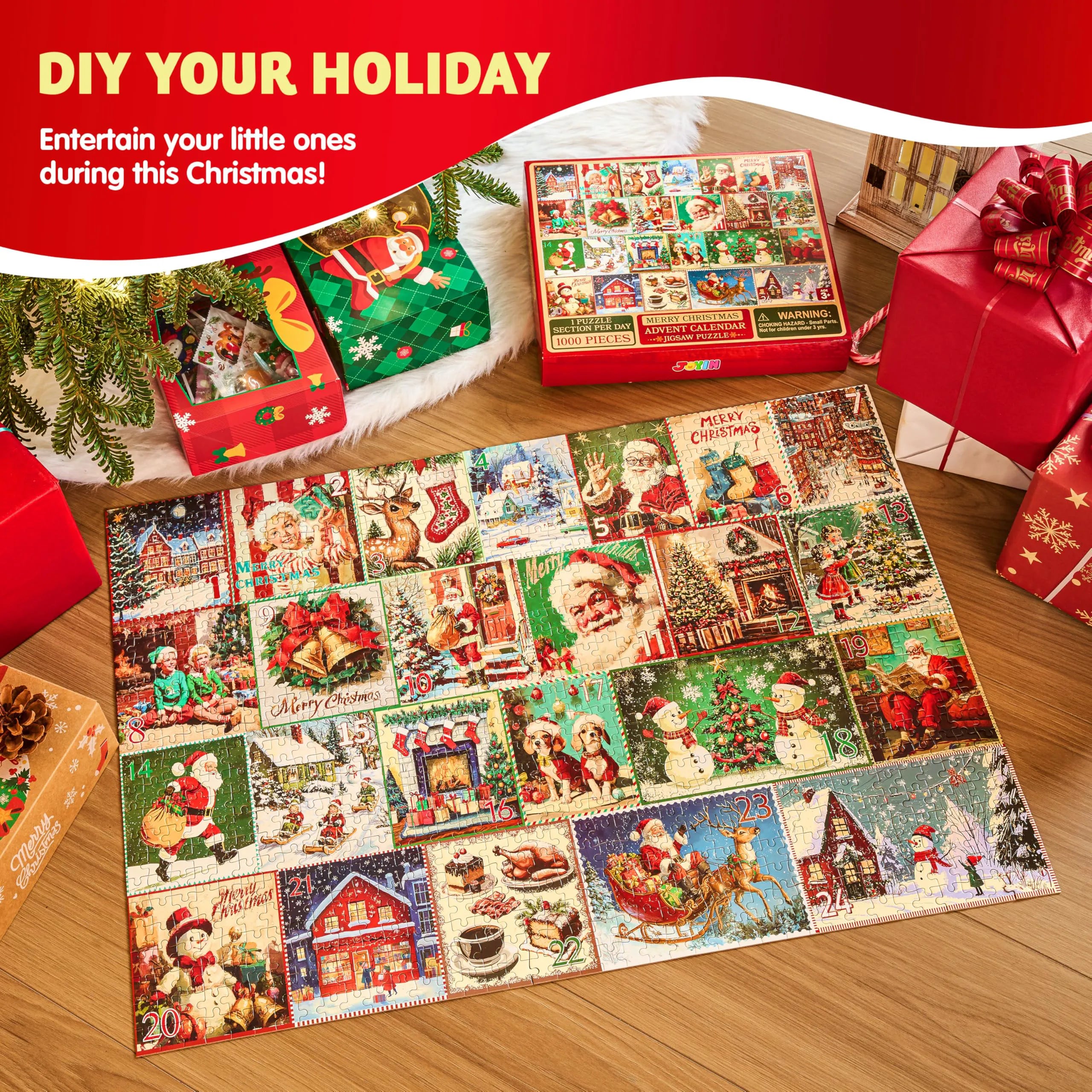1000-Piece 24-Day Christmas Advent Calendar Puzzles