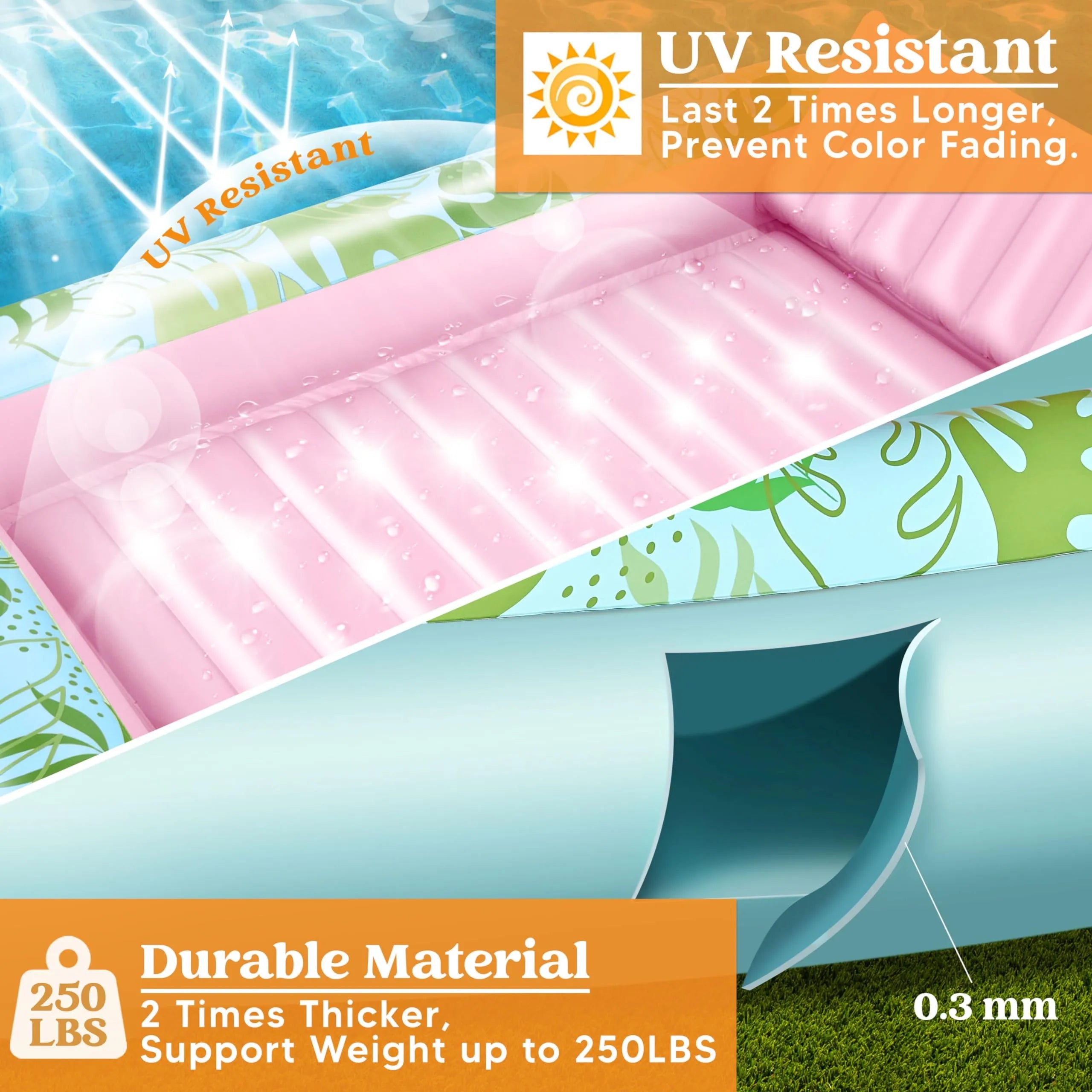 Large Suntan Tub Pool Float - 70in x 46in - Cyan Pink