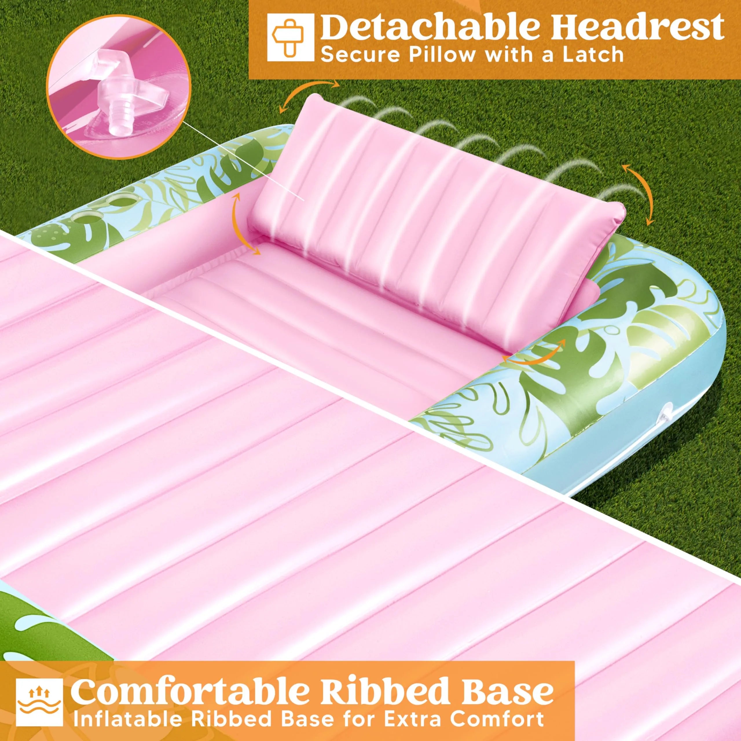 Large Suntan Tub Pool Float - 70in x 46in - Cyan Pink