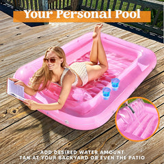 70in x 46in Large Pink Sun Tan Tub Pool Float