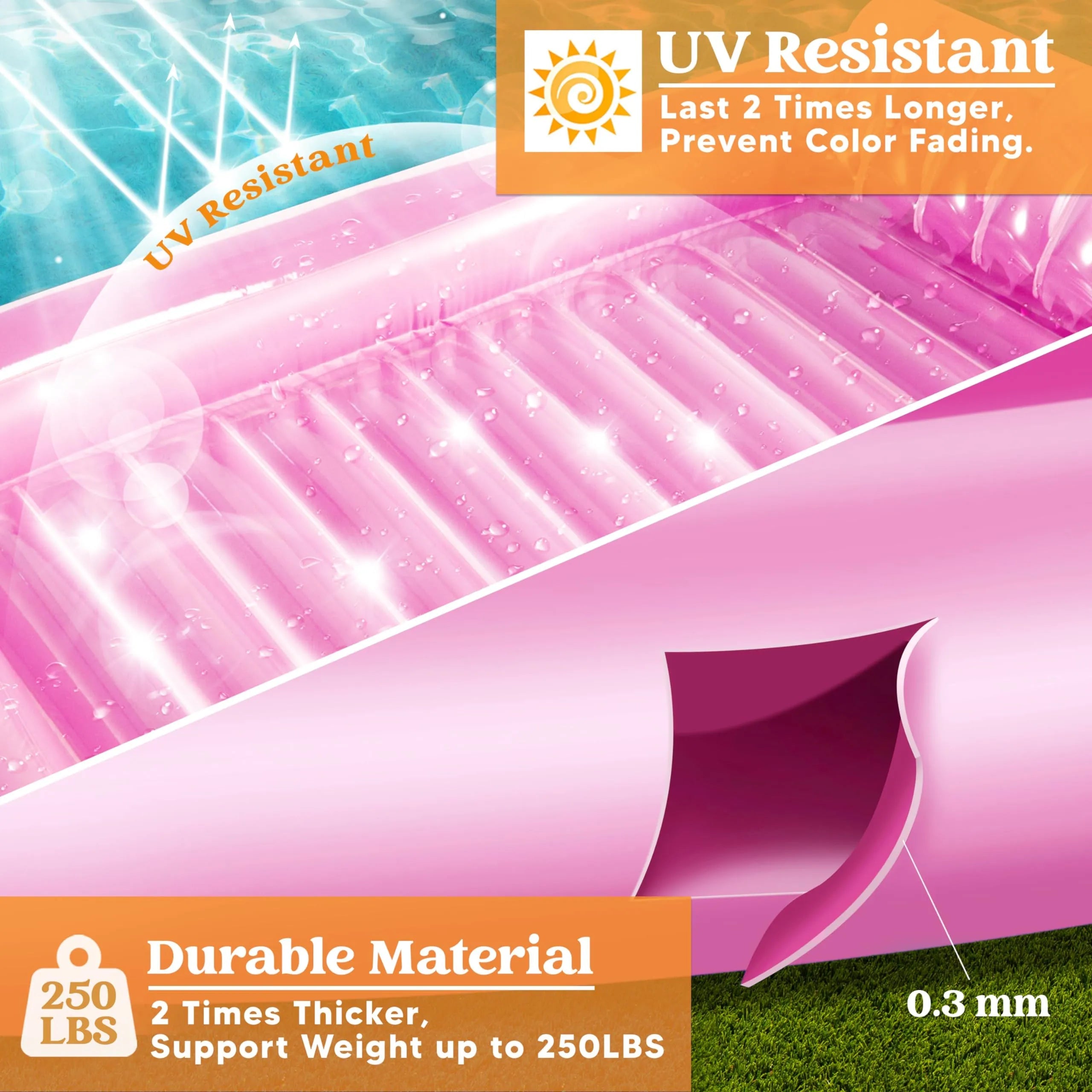 70in x 46in Large Pink Sun Tan Tub Pool Float