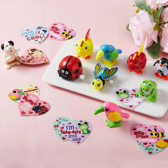 28-Pack Wind-Up Toys with Valentine's Day Cards for Kids' Party Favors