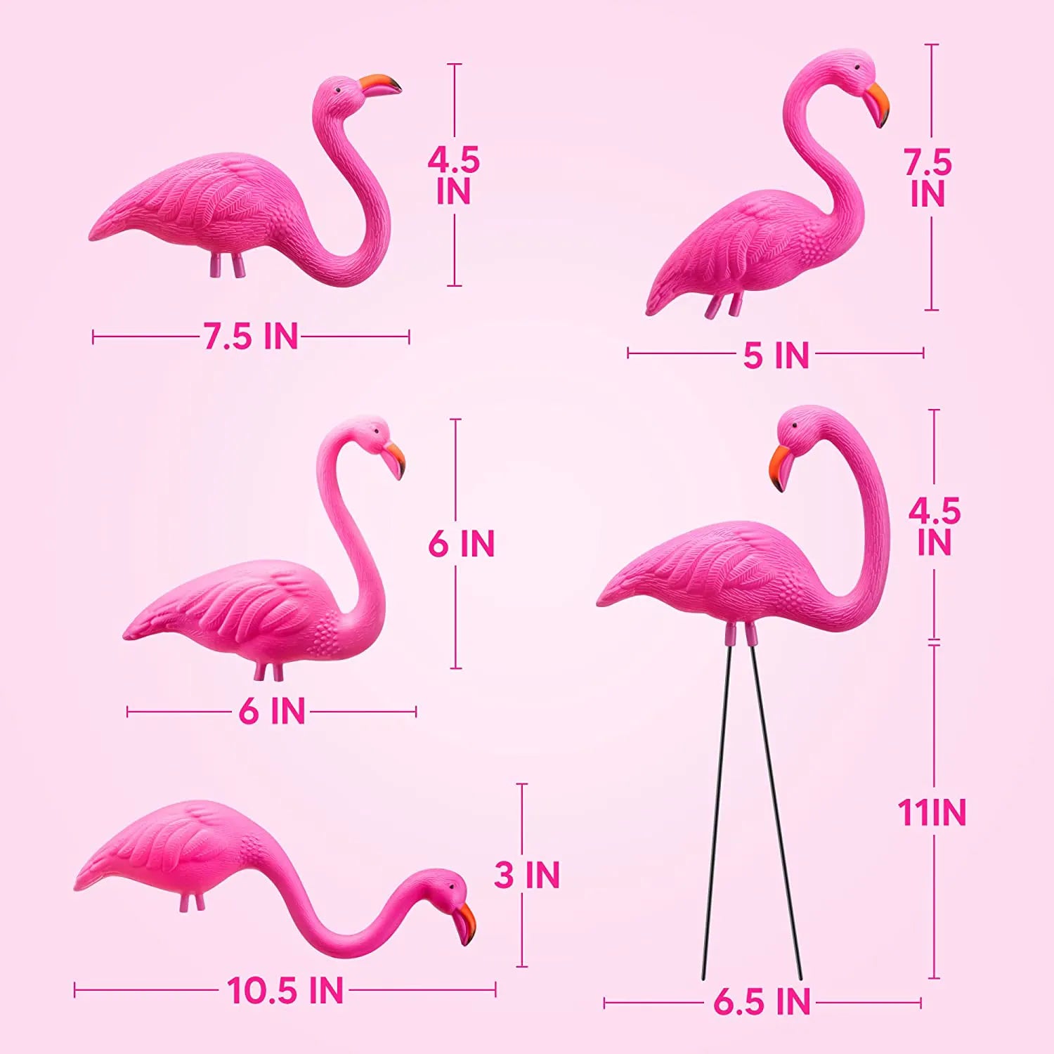 10 Pink Flamingo Yard Ornaments - Small