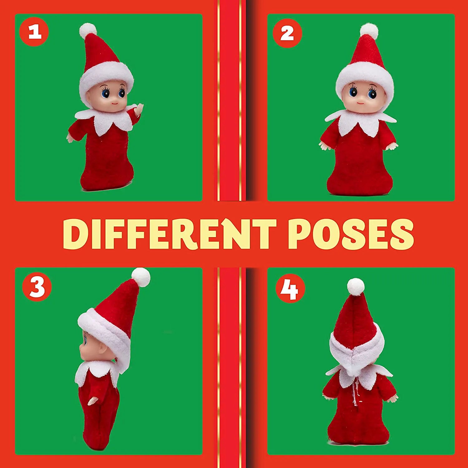 Green, Pink, and Red Tiny Baby Elf Doll for Christmas