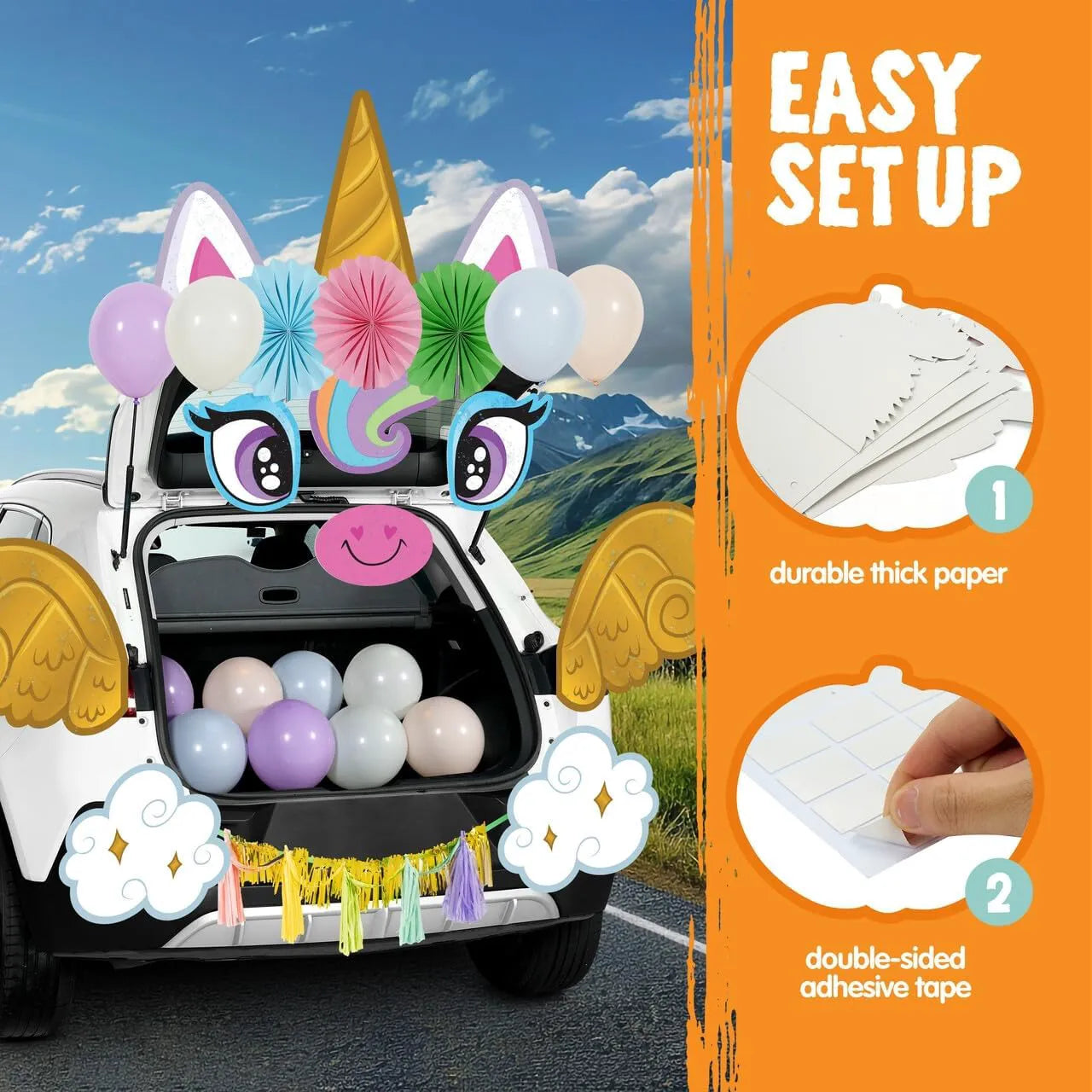 Halloween Trunk or Treat Car Decorations Kit - Unicorn Car Stickers