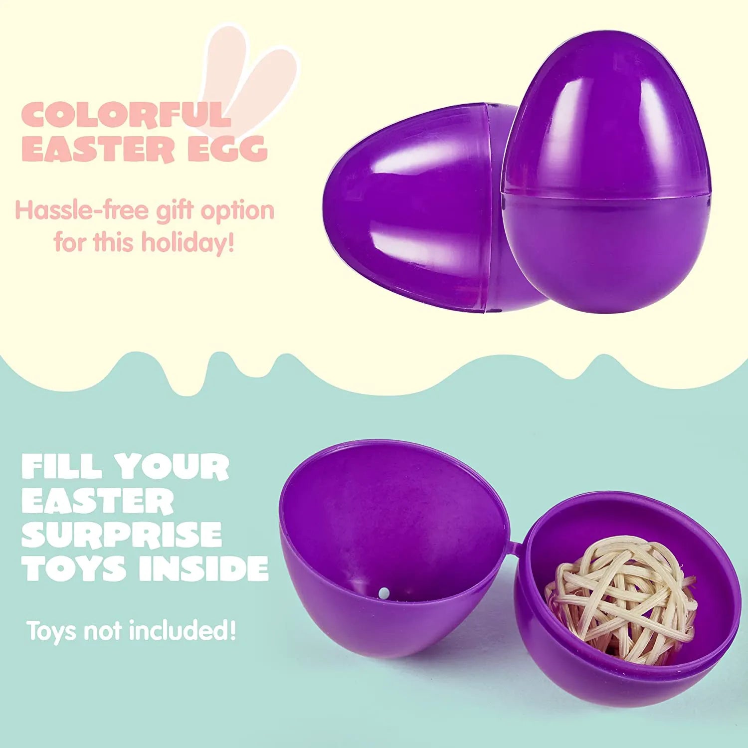 288 Colorful Plastic Easter Egg Shells, 2.3 Inches