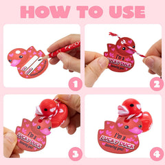 36 Pcs Kids Valentine's Day Cards with Rubber Ducks - Classroom Exchange Gifts