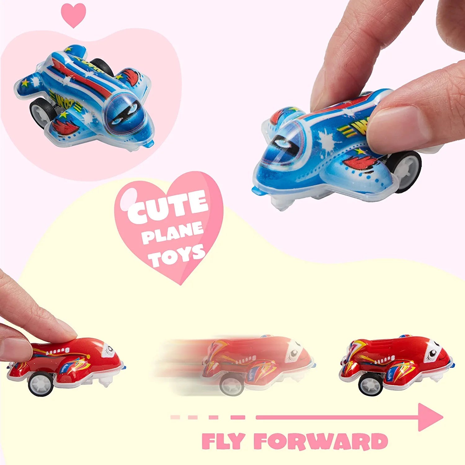 28-Pack Kids Valentine's Cards with Pull-Back Airplanes - Classroom Exchange Gifts