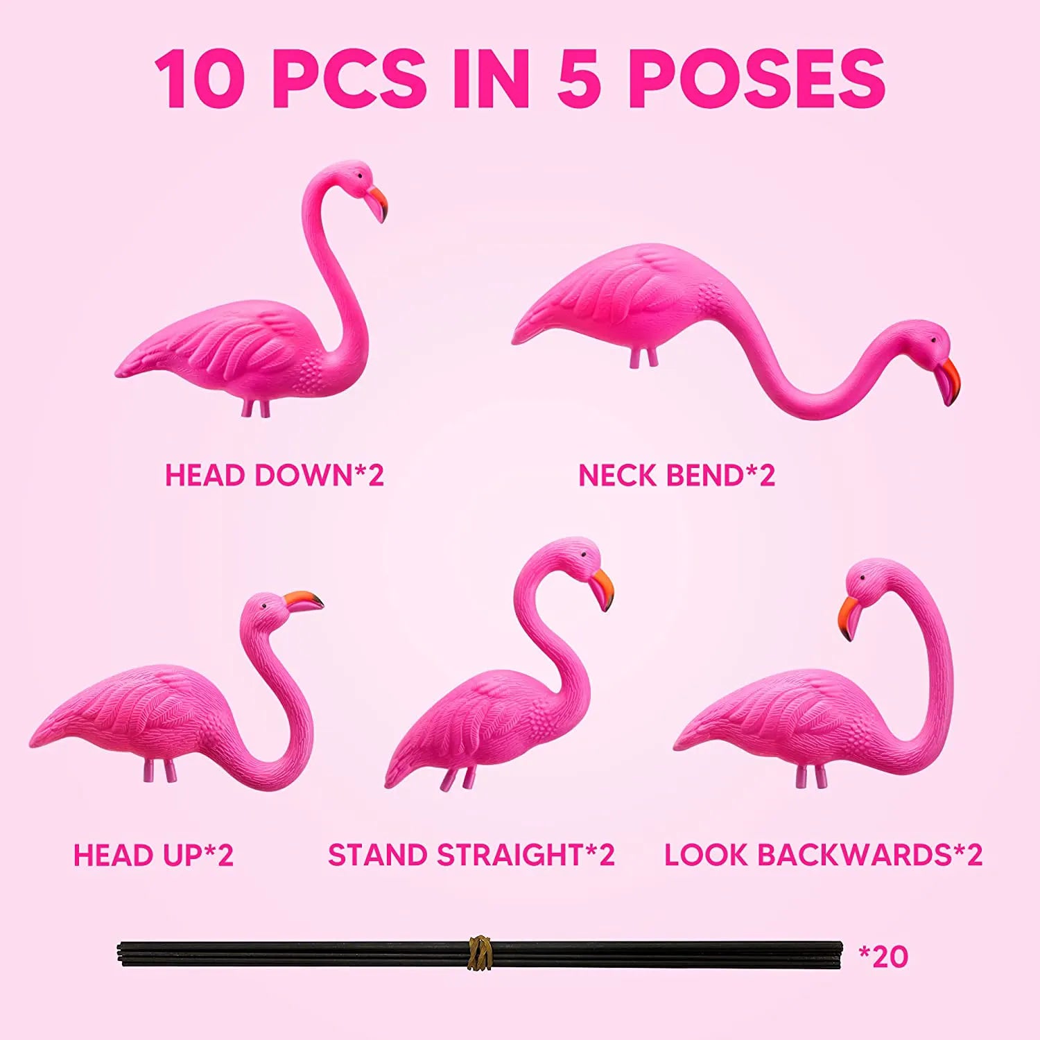 10 Pink Flamingo Yard Ornaments - Small