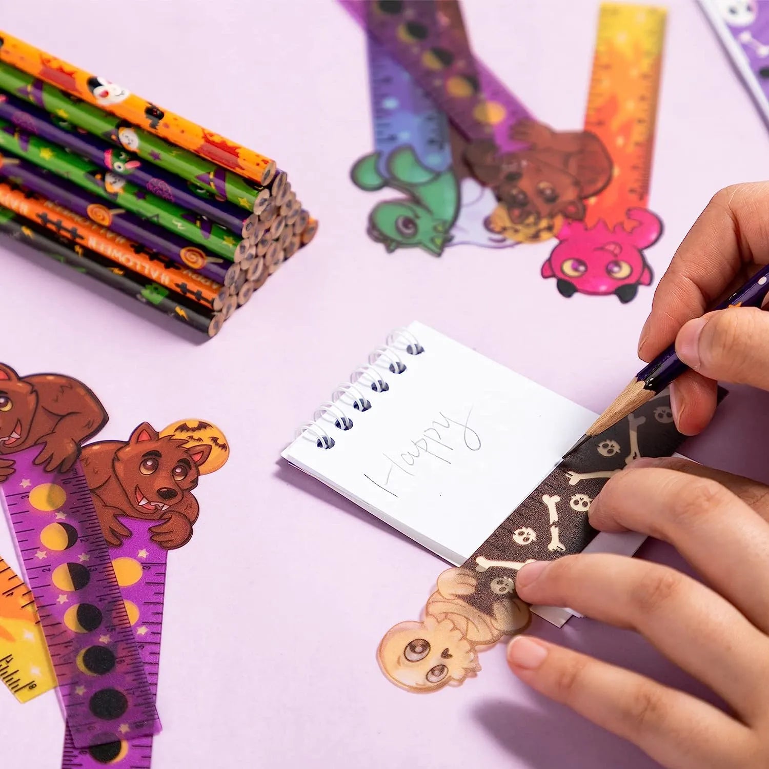 Halloween Pencil, Ruler & Notepad Set - 24 Pack