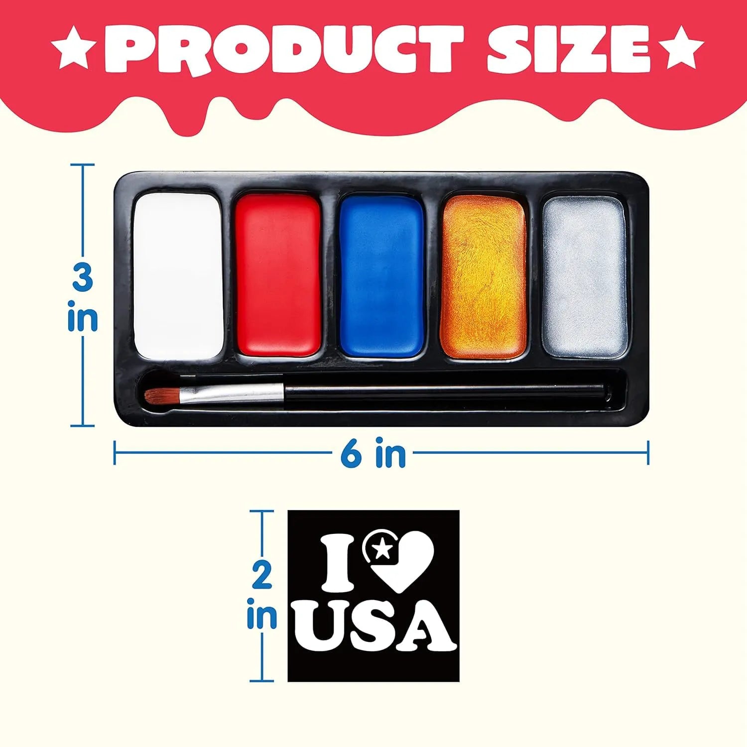 JOYIN 5-Color Patriotic Face & Body Paint Kit with Glitter and 16 Stencils - Red, White, Blue Makeup for 4th of July, Independence Day, Memorial Day, Veterans Day Parties